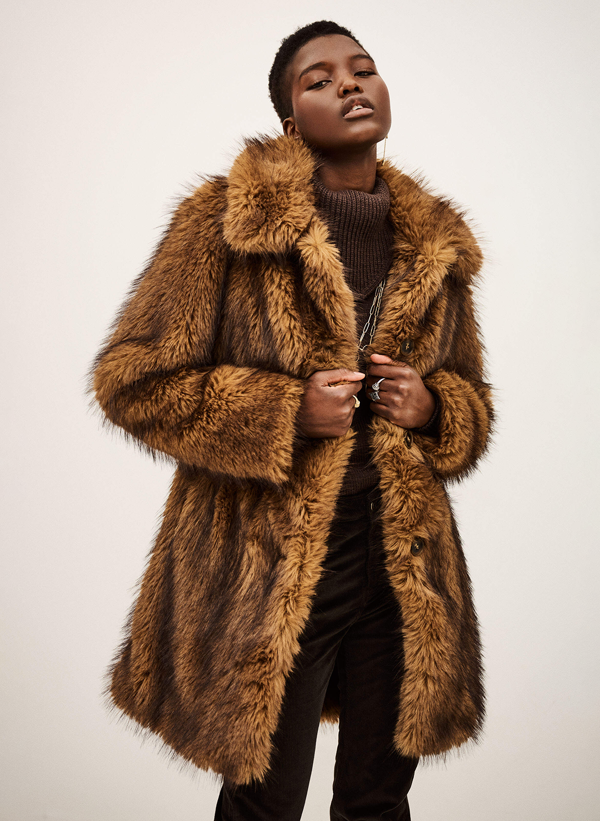 Manteau droit en fourrure synthétique lestor BA&SH Beige