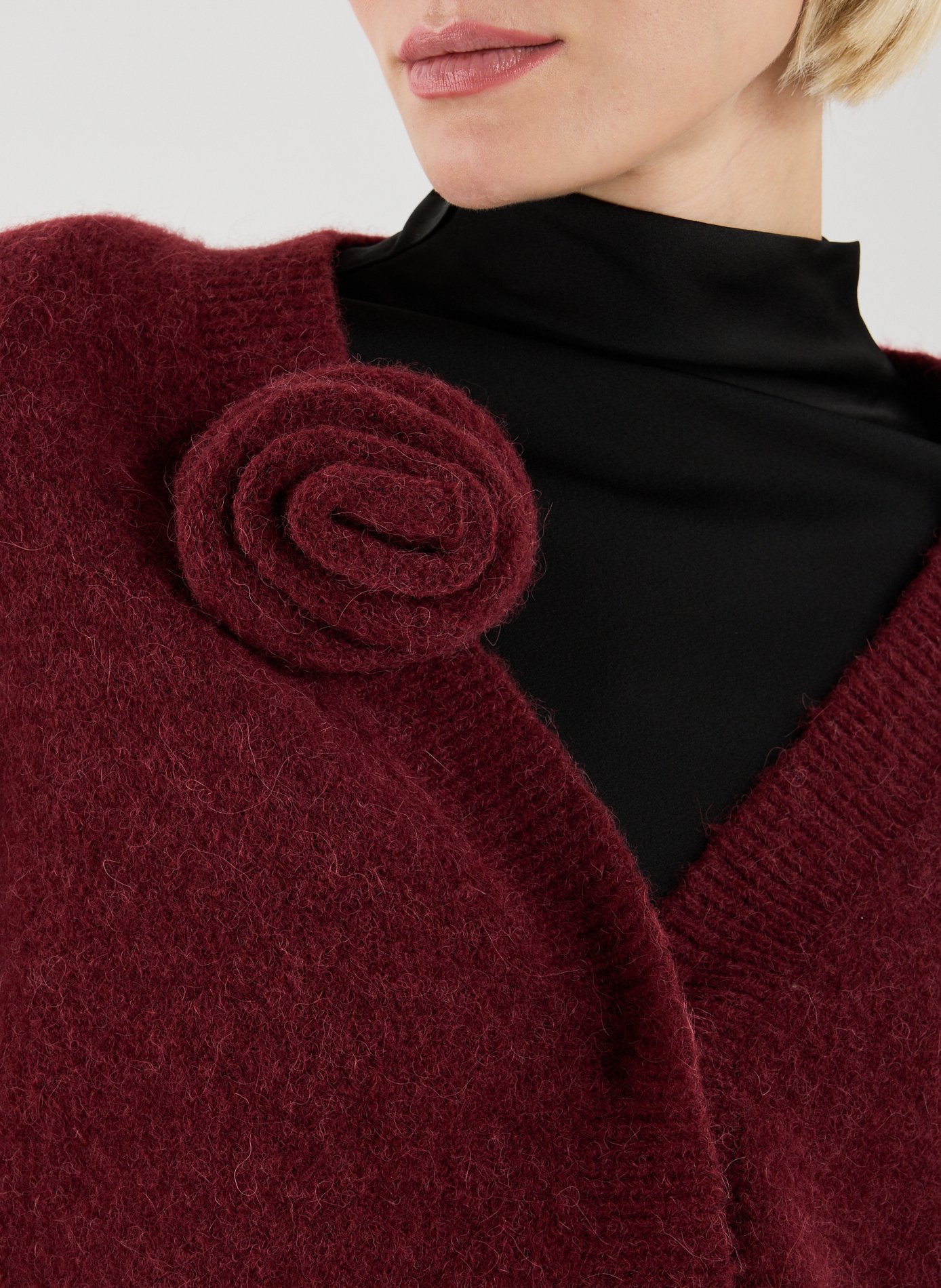 Cardigan en laine mélangée ROTATE Rouge