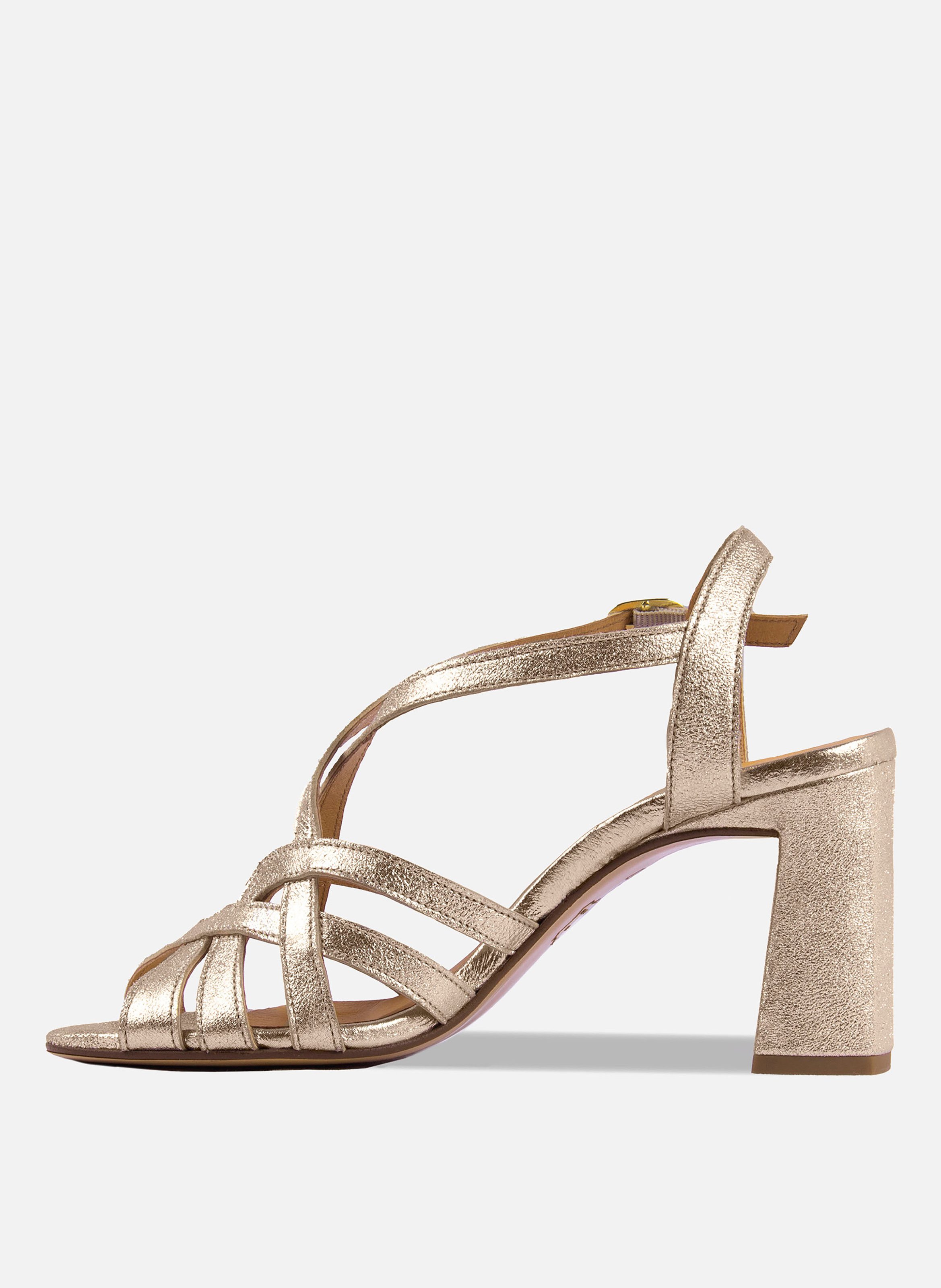 Sandales talon daphné cuir irisé JULES & JENN Doré