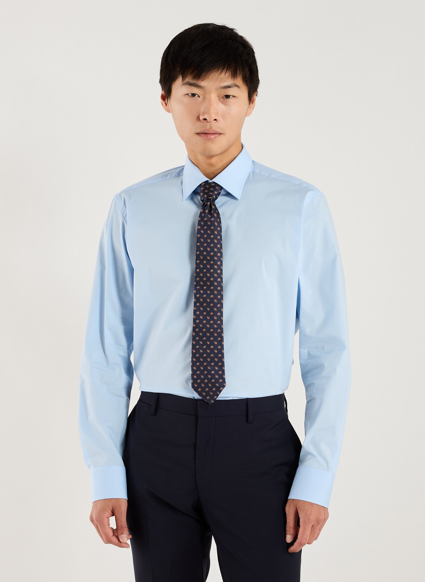 BOSS Chemise droite en coton mélangé Bleu