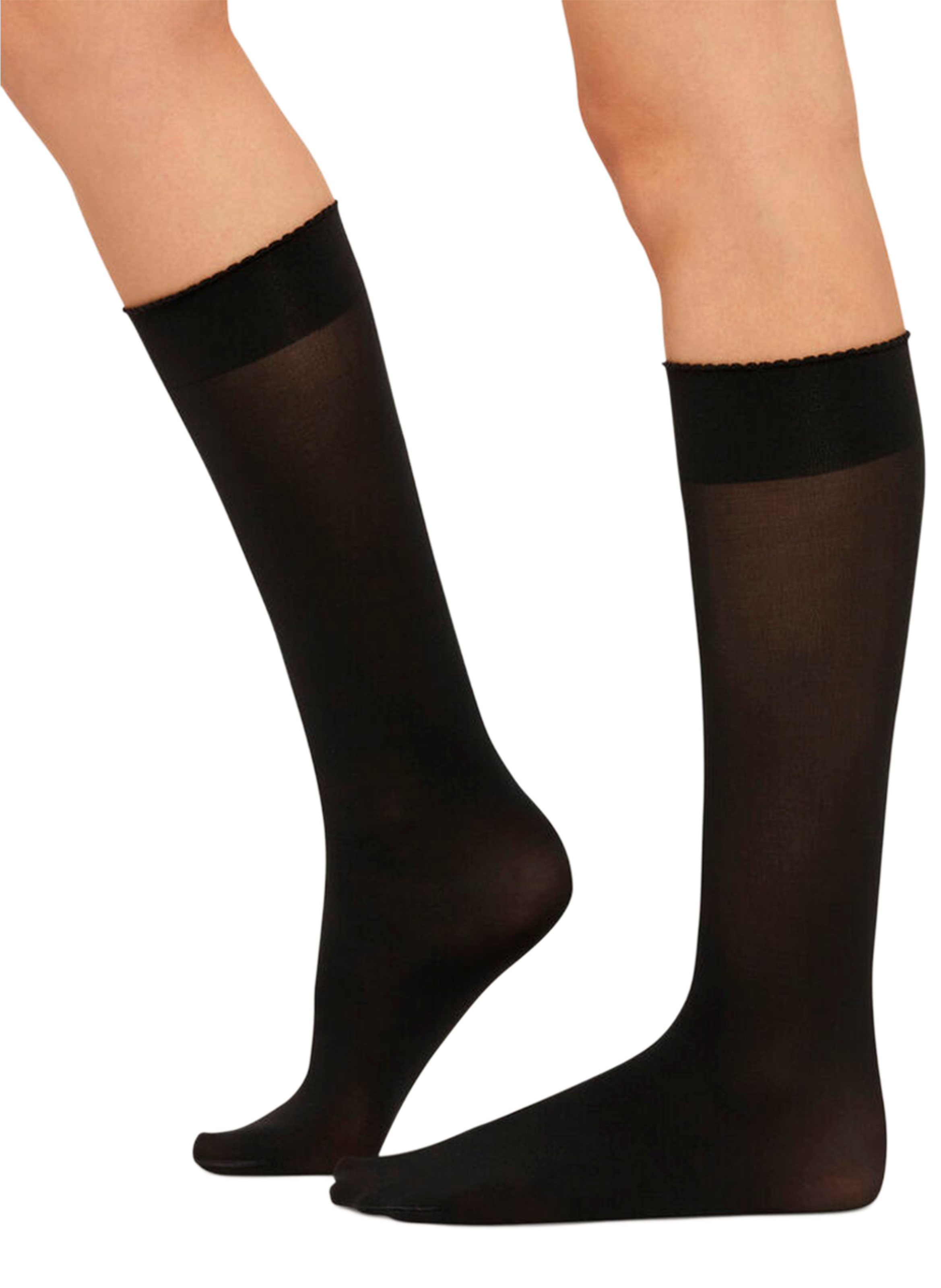 Mi-bas à bords festonnés WOLFORD Noir