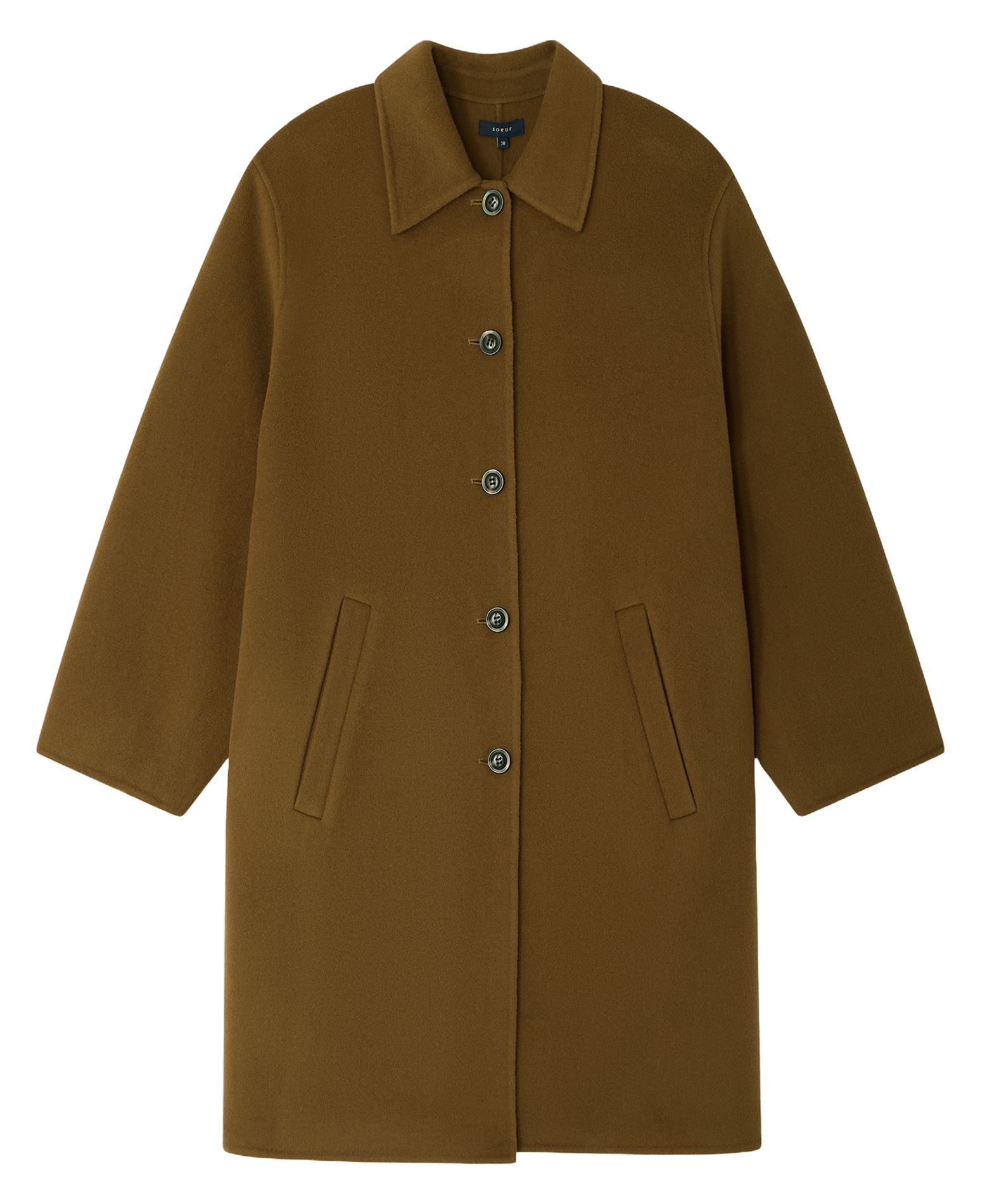 Manteau droit col classique en laine mélangée faubourg SOEUR Marron