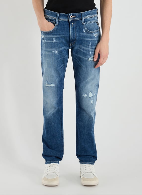 Jeans déchiré en coton mélangé | Bleu by REPLAY Jeans déchiré en coton mélangé Bleu