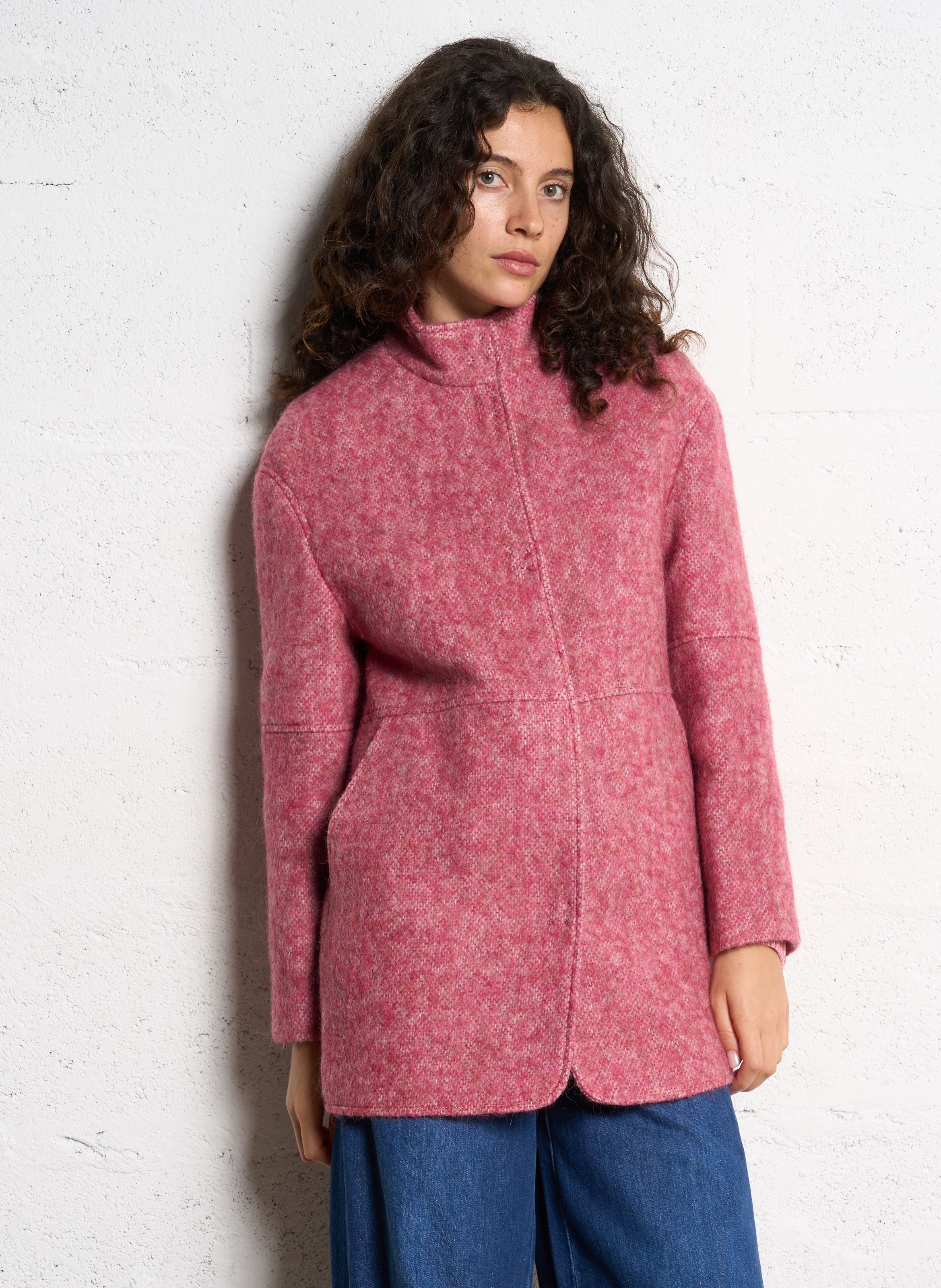 MAISON 123 Manteau droit uni à col montant lamia Rouge