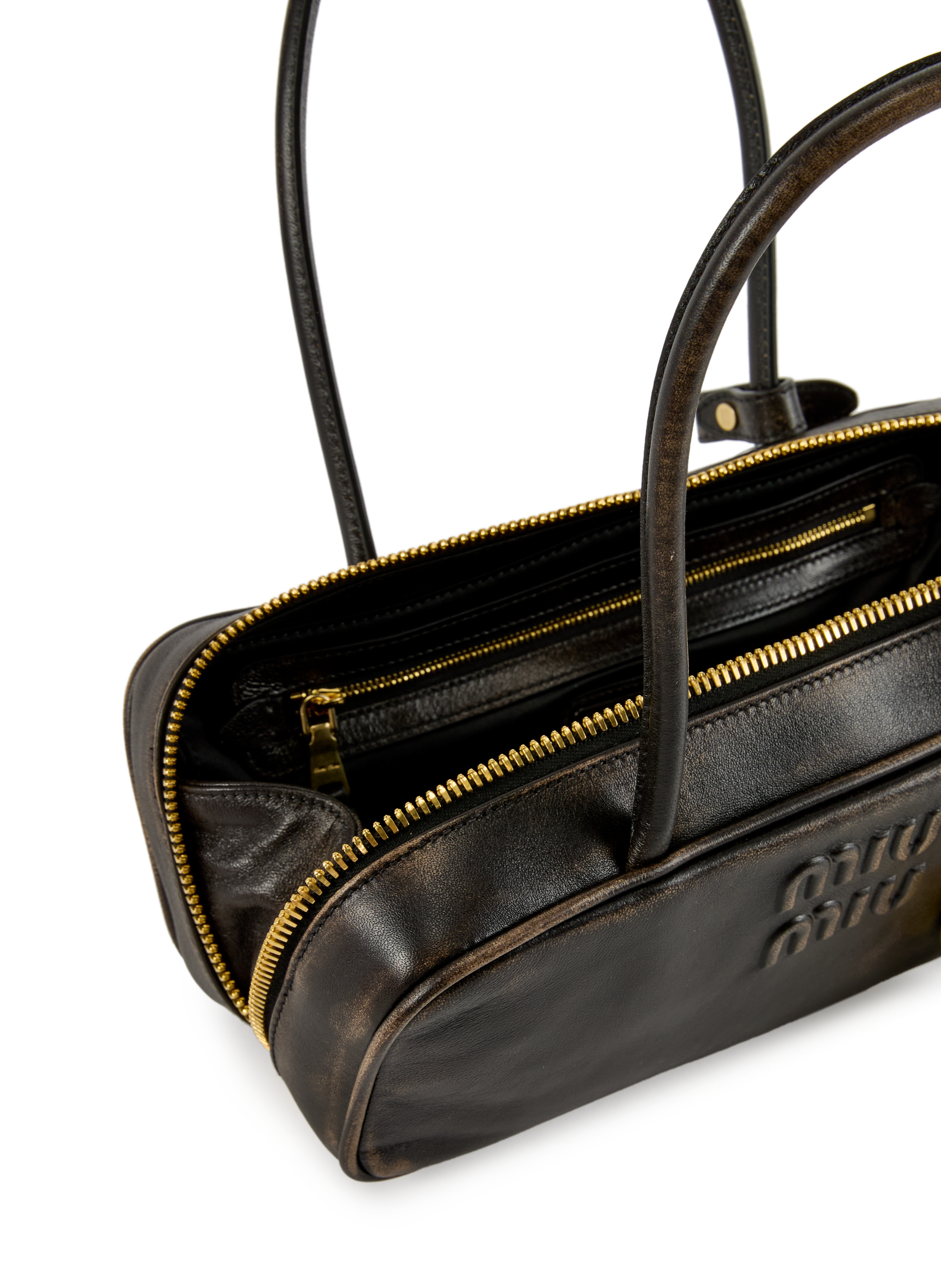 Sac à main en cuir MIU MIU Marron