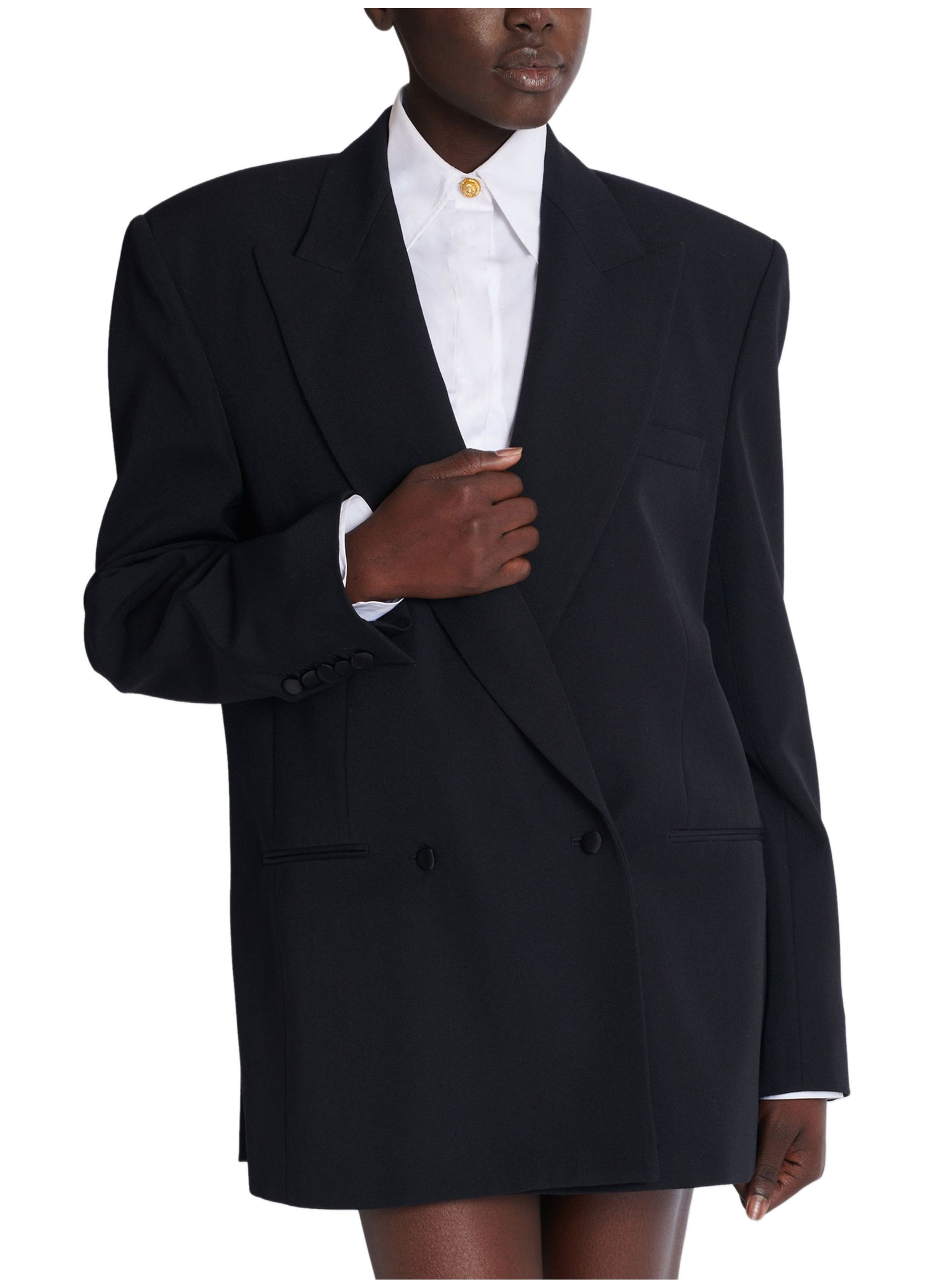 Veste ample en grain de poudre BALMAIN Noir