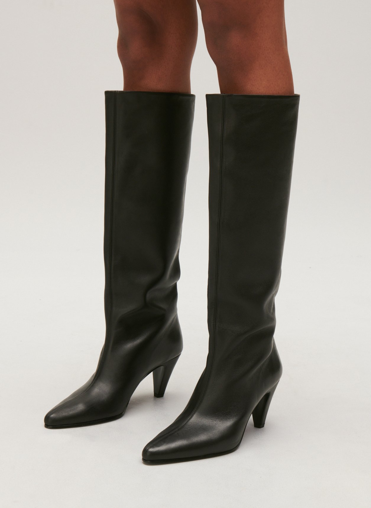 Bottes hautes en cuir de vachette CLAUDIE PIERLOT Noir