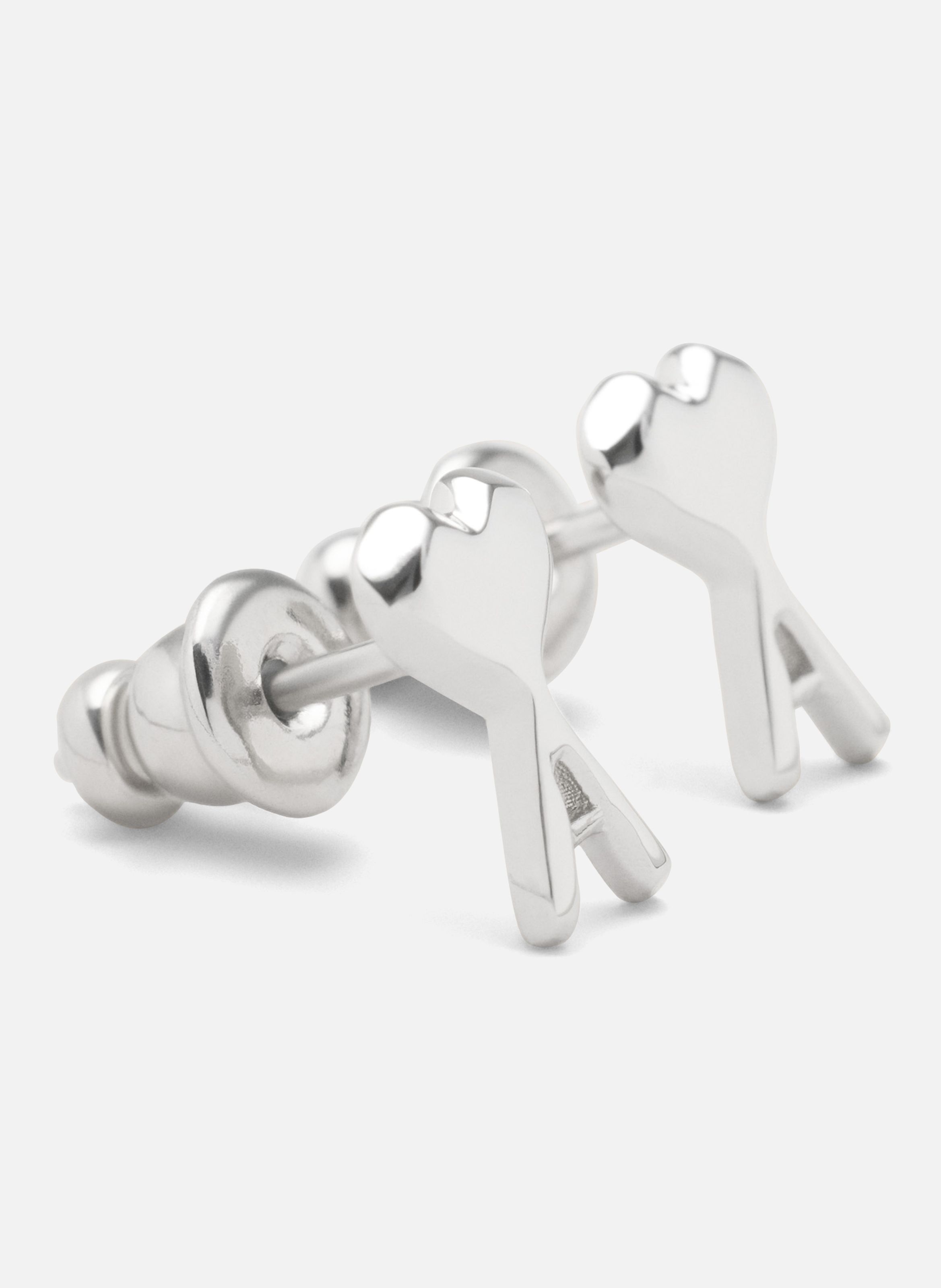 Boucles d'oreilles dorées argentées ami de coeur unisexes en laiton AMI PARIS Gris