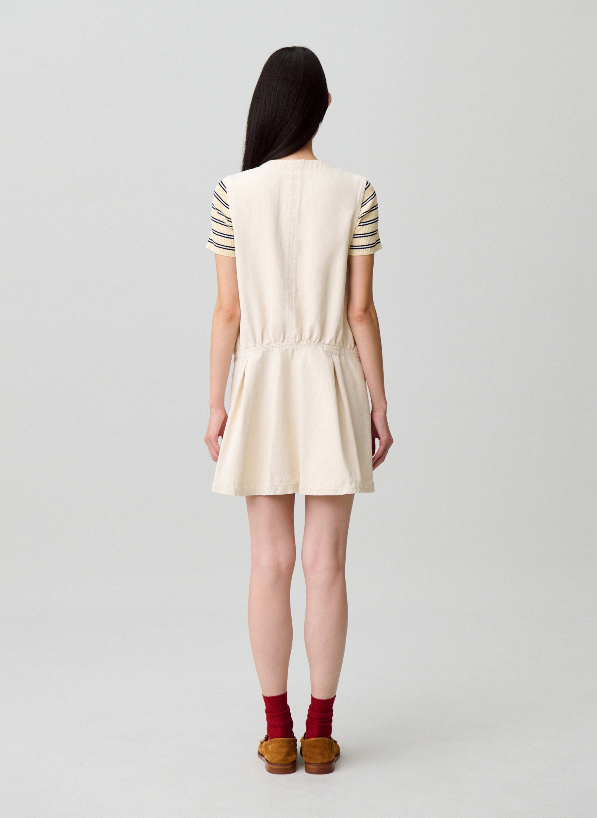 Robe courte sans manches en coton CLAUDIE PIERLOT Beige