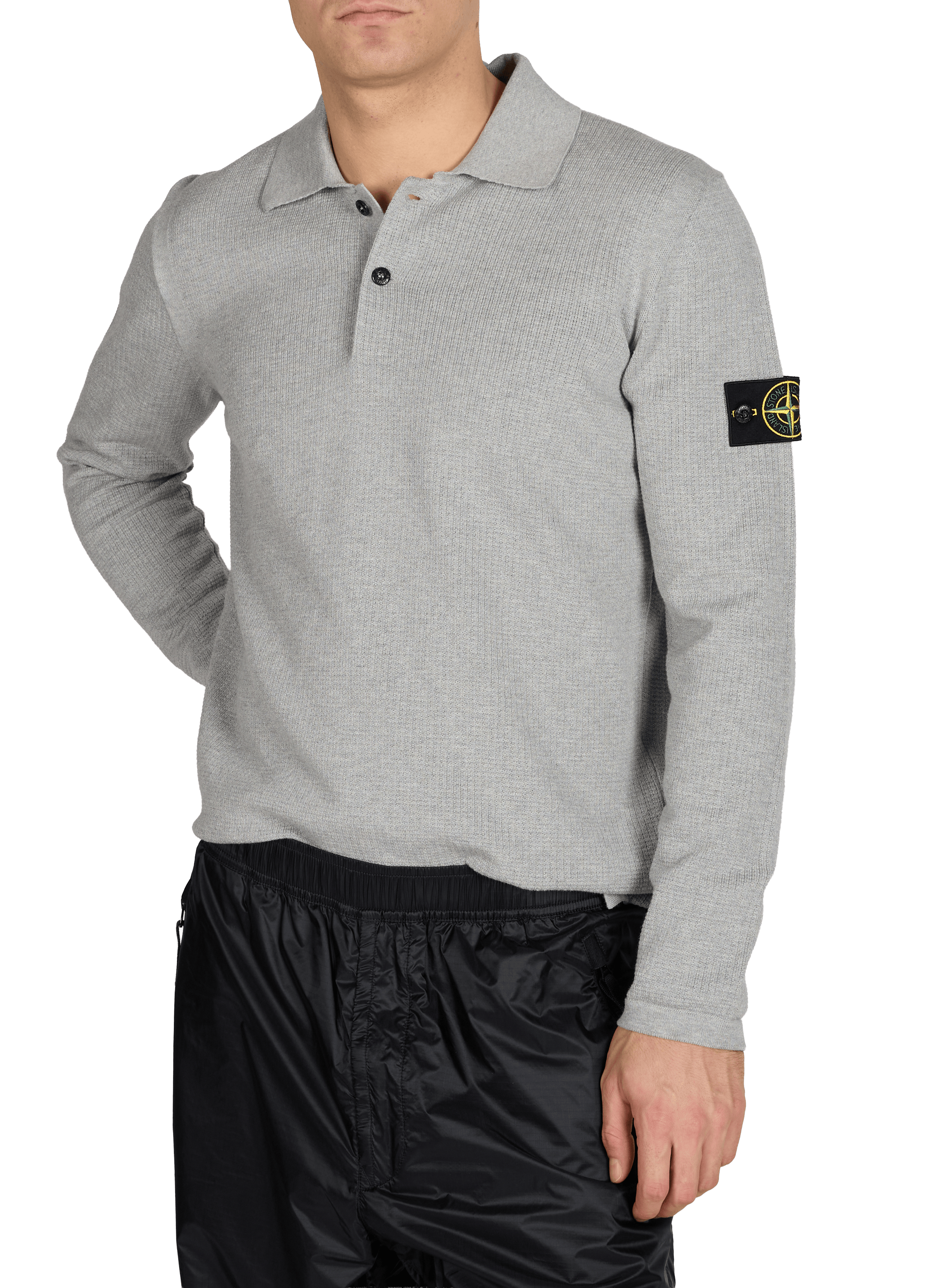 Long-sleeved cotton polo shirt STONE ISLAND Grey