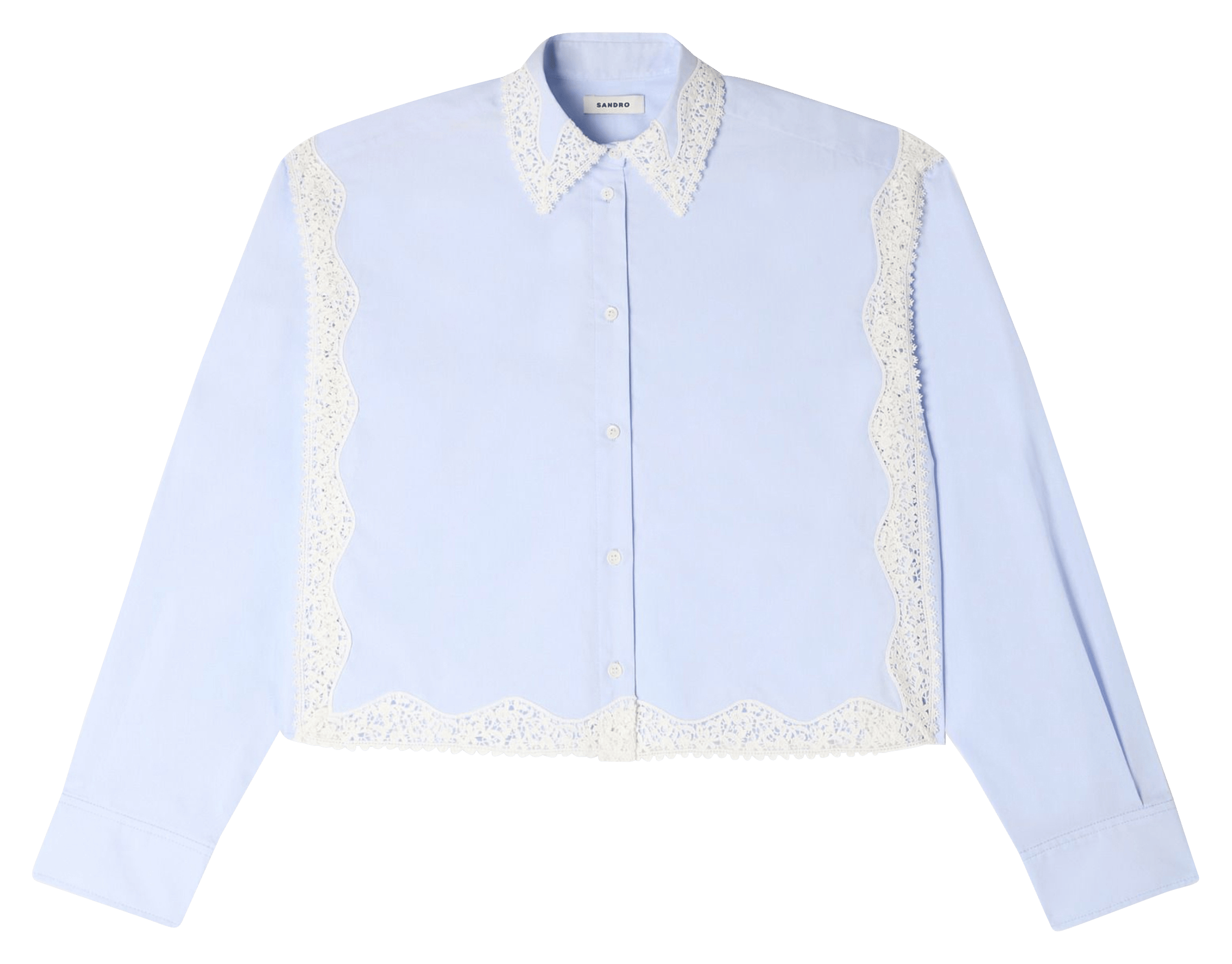 Chemise droite col classique en coton SANDRO Bleu