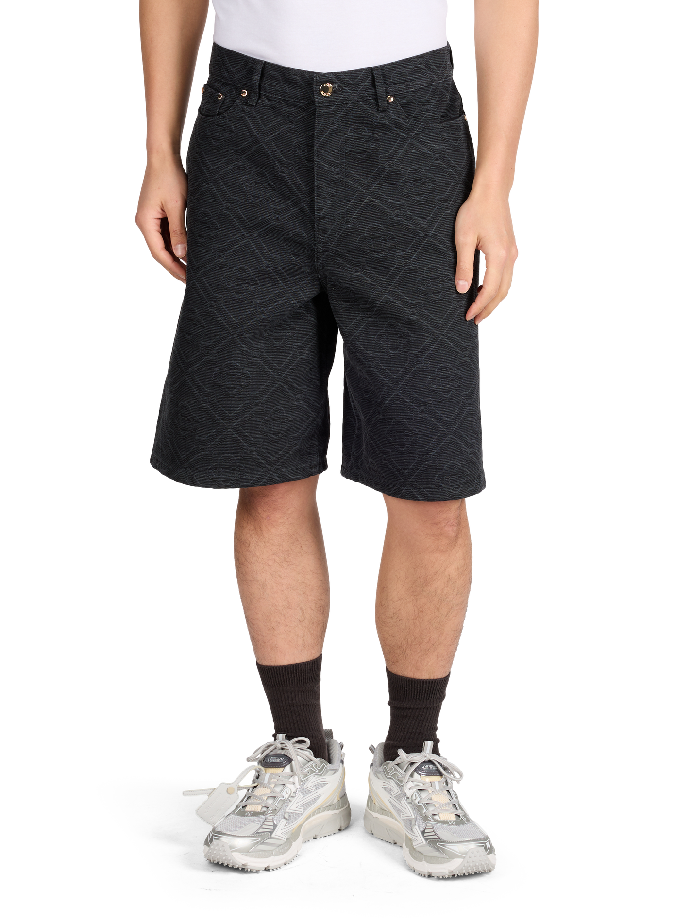 Monogram cotton denim shorts CASABLANCA PARIS Black