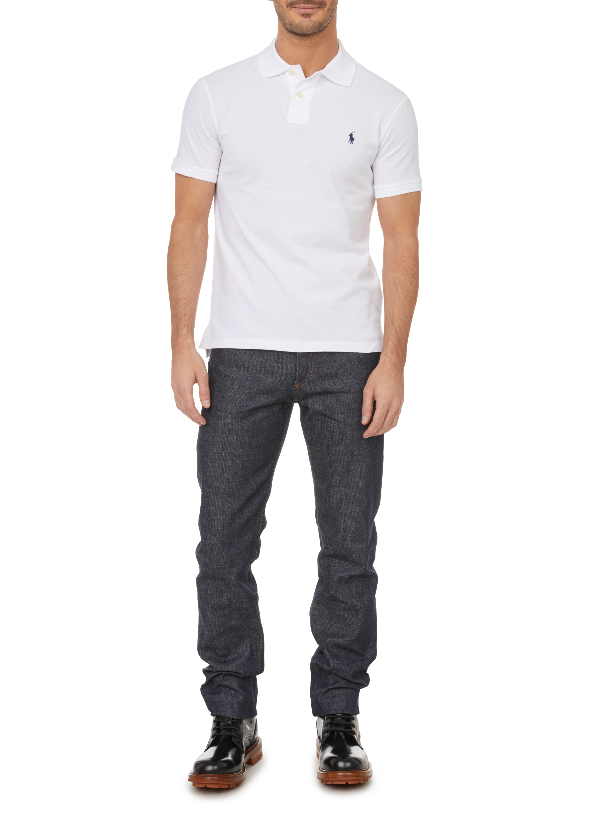 Polo slim en maille piqué de coton POLO RALPH LAUREN Blanc