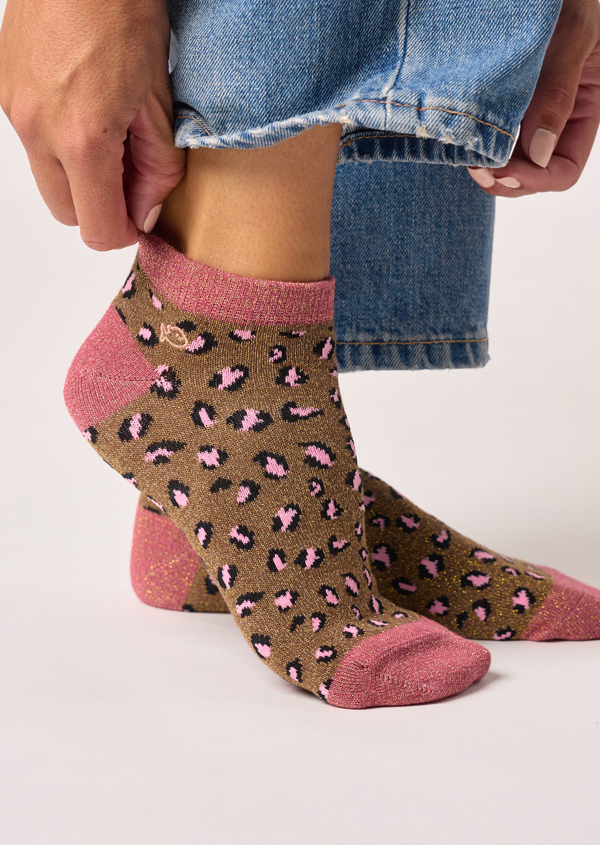 Socquettes en coton peigné leopard BILLYBELT Marron