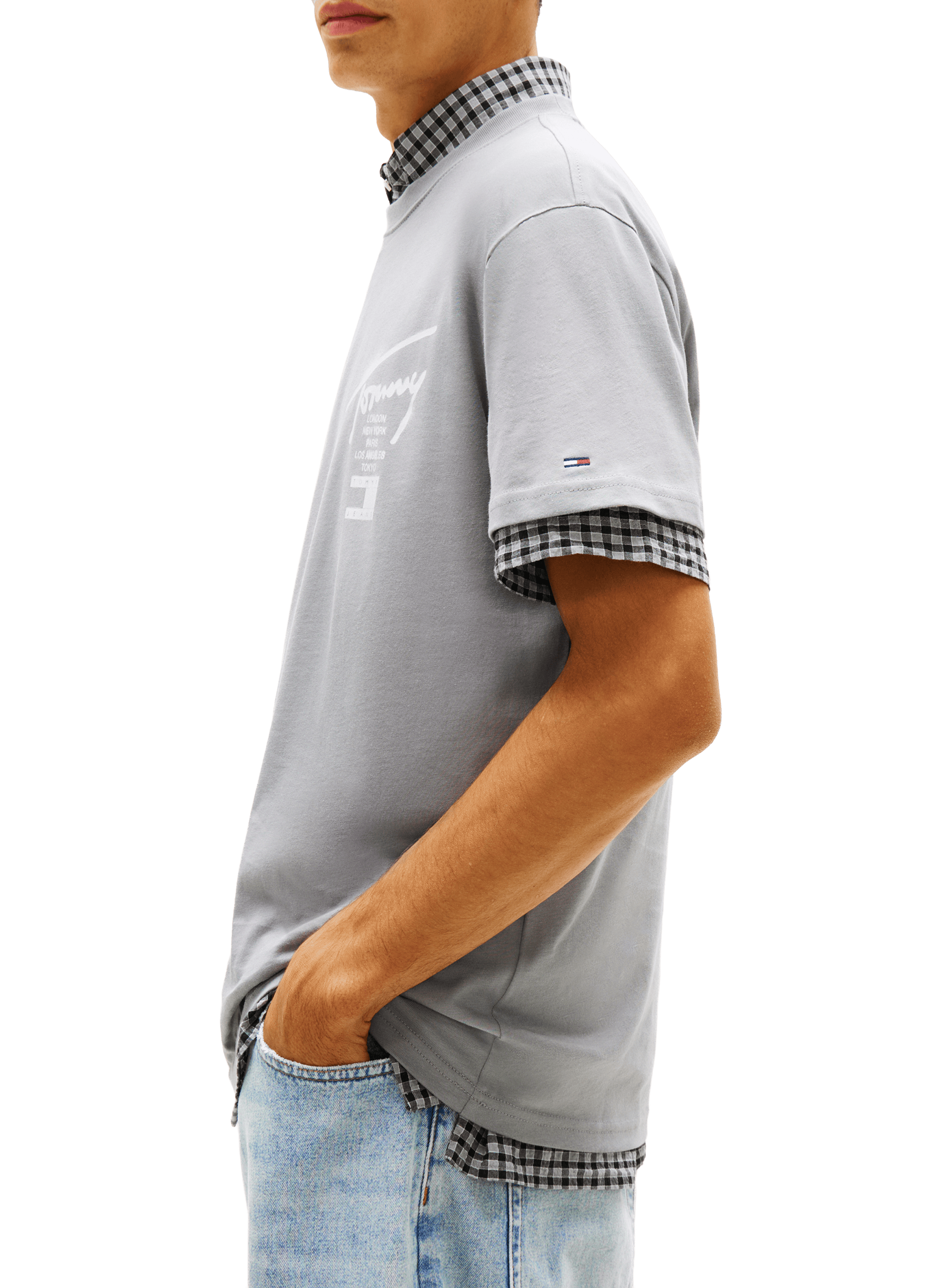 T-shirt imprimé en coton TOMMY HILFIGER Gris