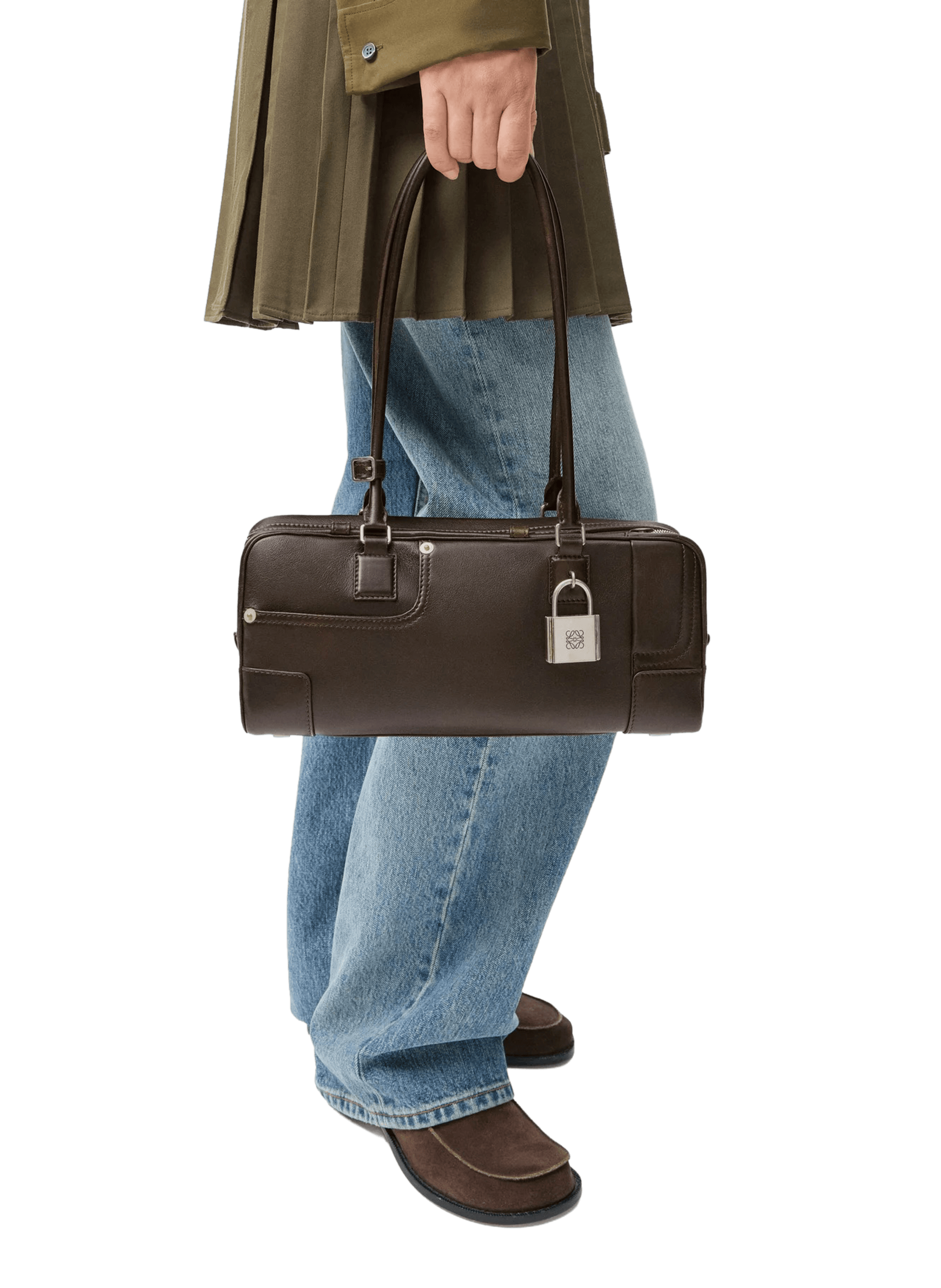 Sac Amazona 31 Cropped Panta en cuir de veau brillant LOEWE Marron