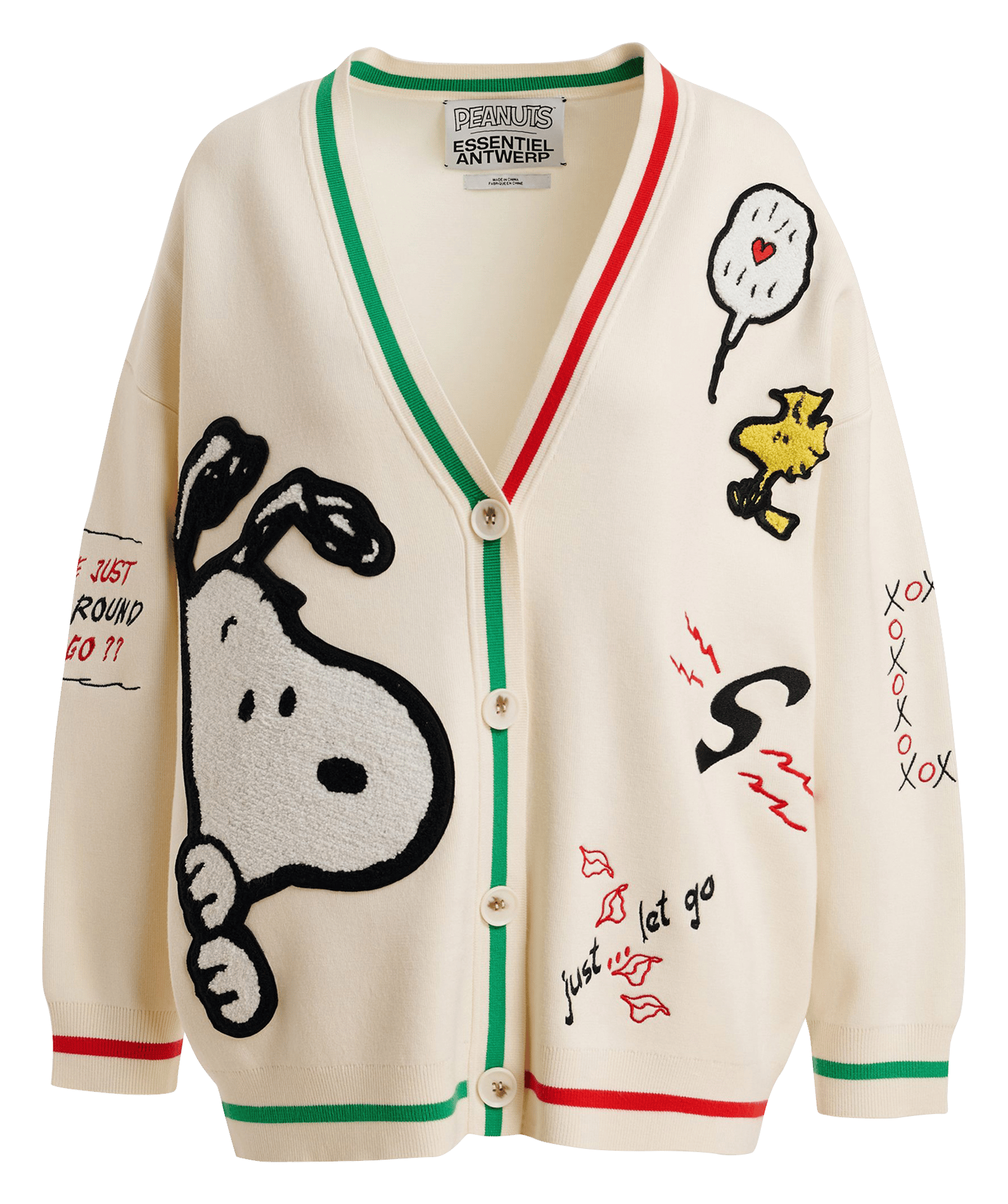 Gilet col v brodé jaseball ESSENTIEL ANTWERP Blanc