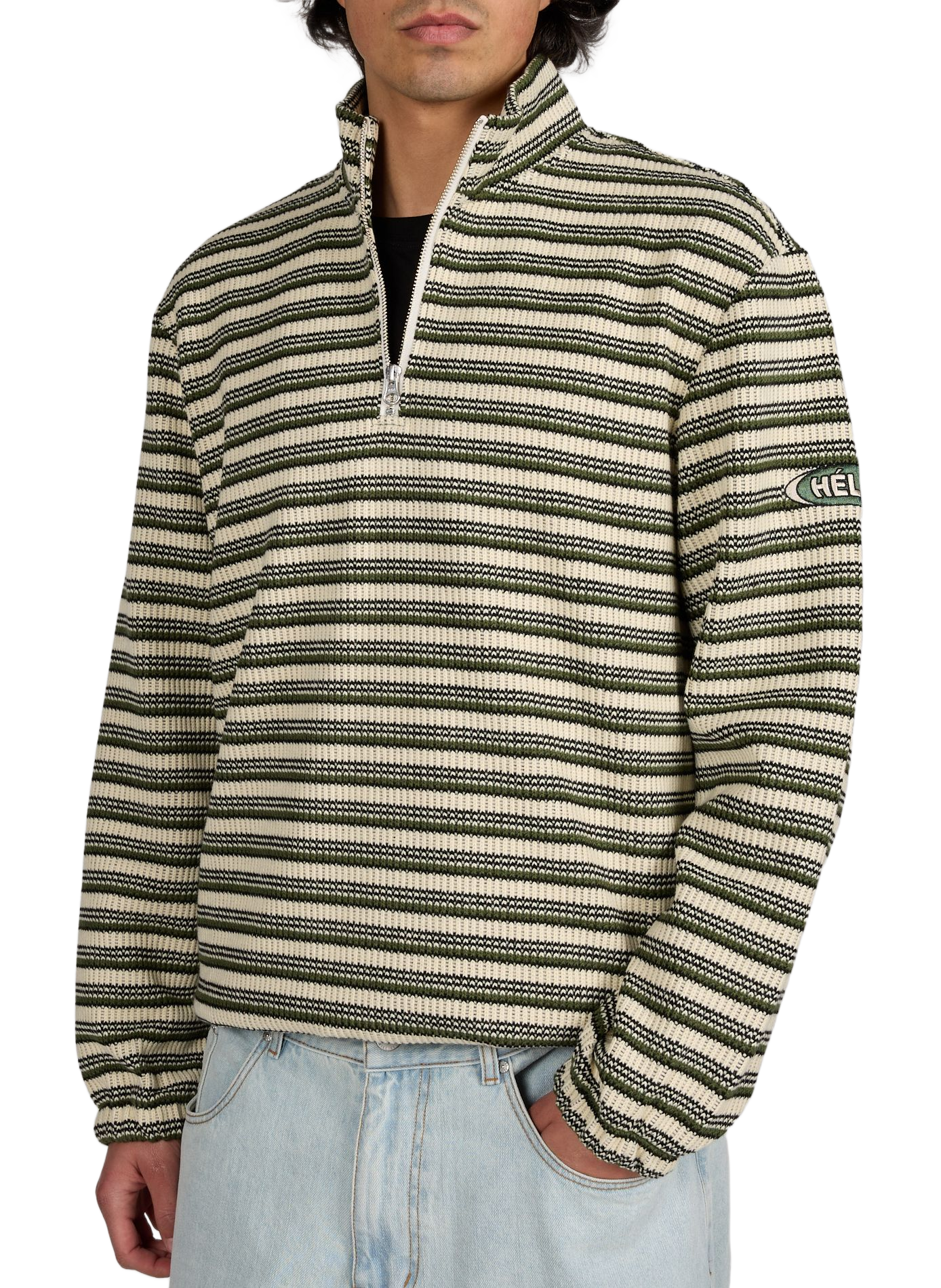 Sweat en maille à rayures HELAS CAPS Beige