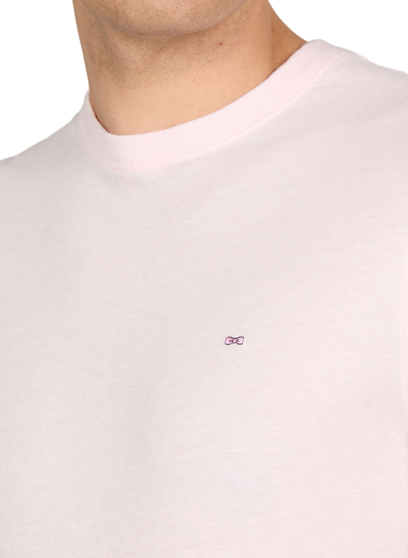 T-shirt à col rond en coton et lin EDEN PARK Rose