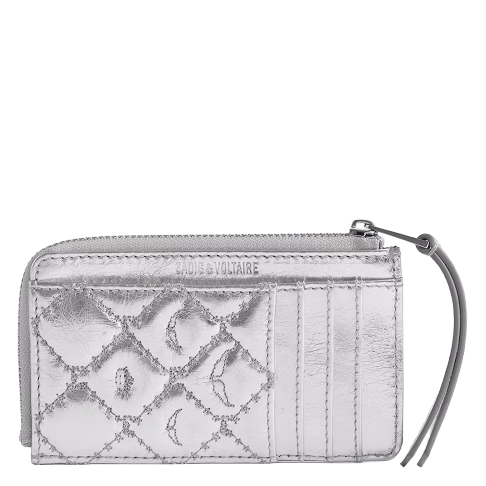 Porte-cartes en cuir métallisé zv card ZADIG&VOLTAIRE Argent