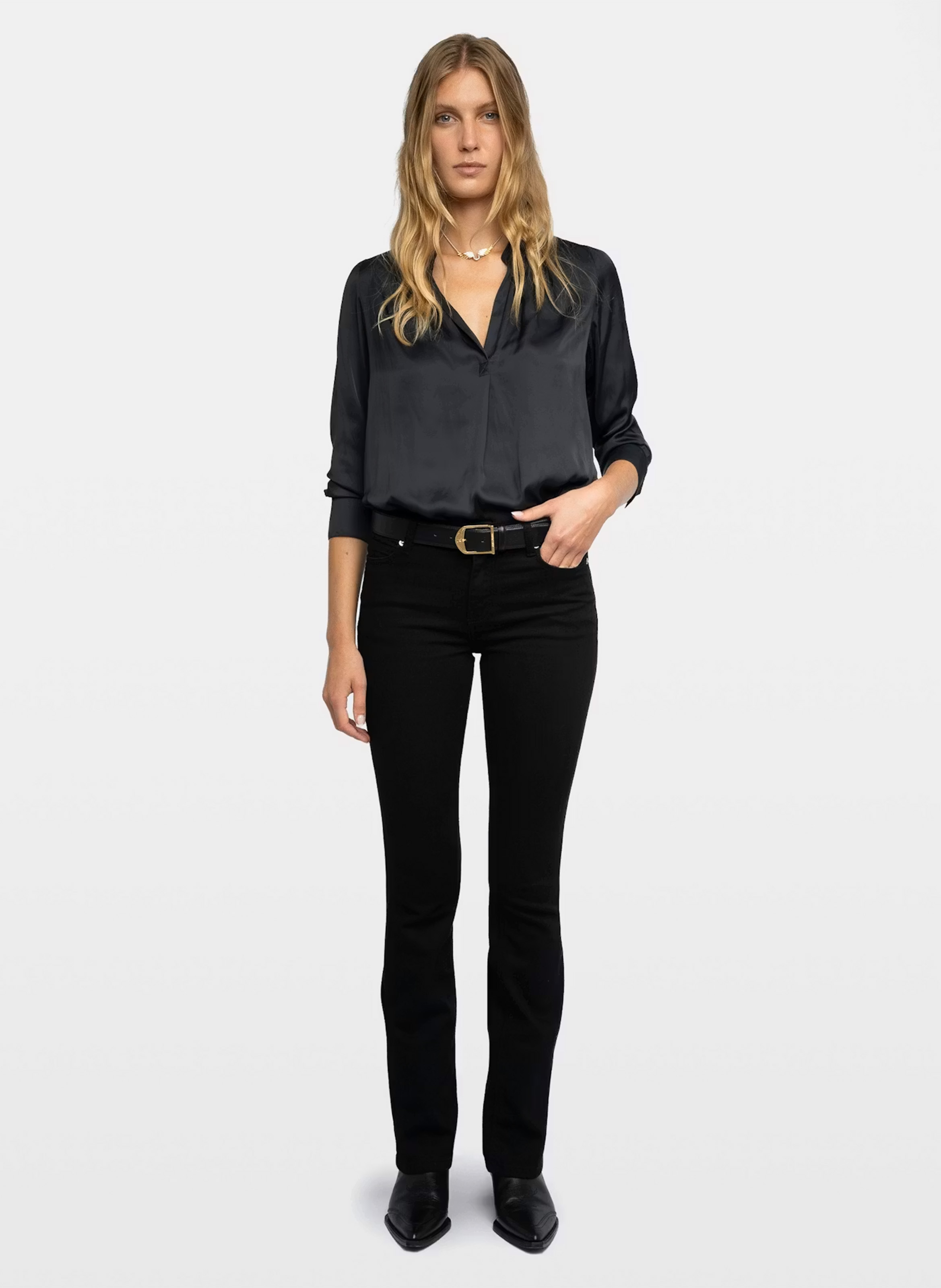 Blouse droite col v tink ZADIG&VOLTAIRE Zwart