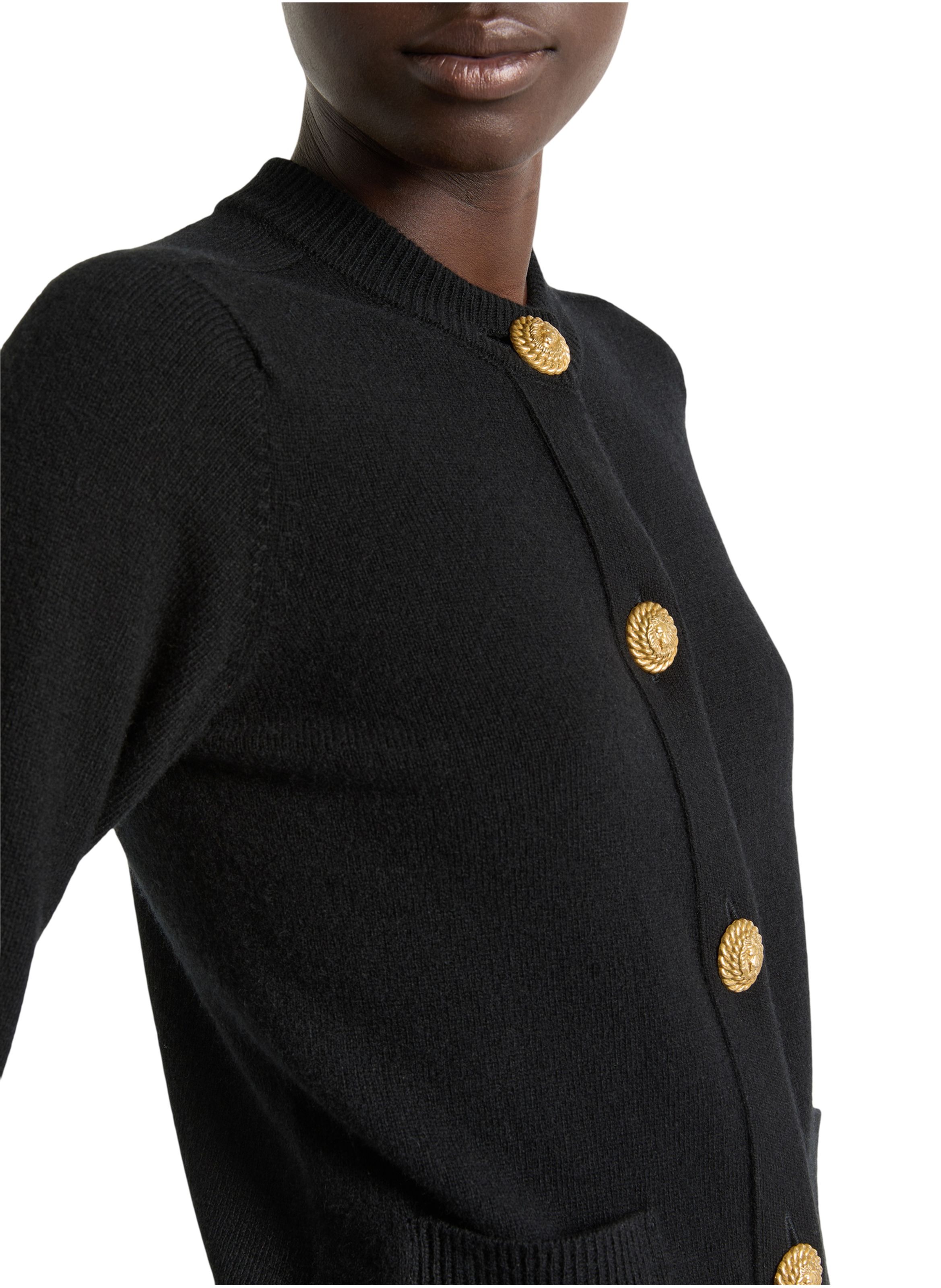 Cardigan en éco-cachemire BALMAIN Noir