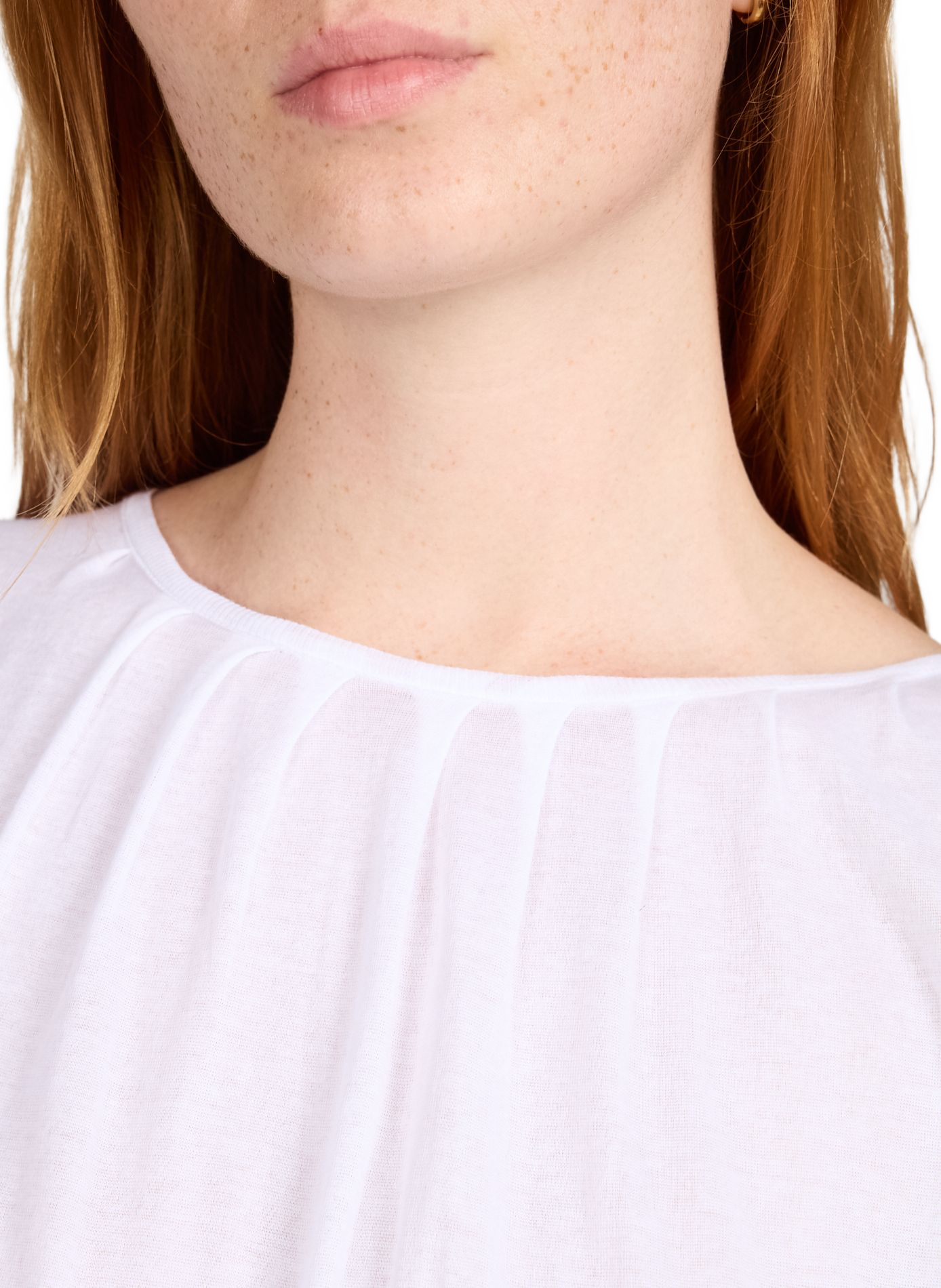 Pleated top with elasticized hem in cotton | White GIMAGUAS Women