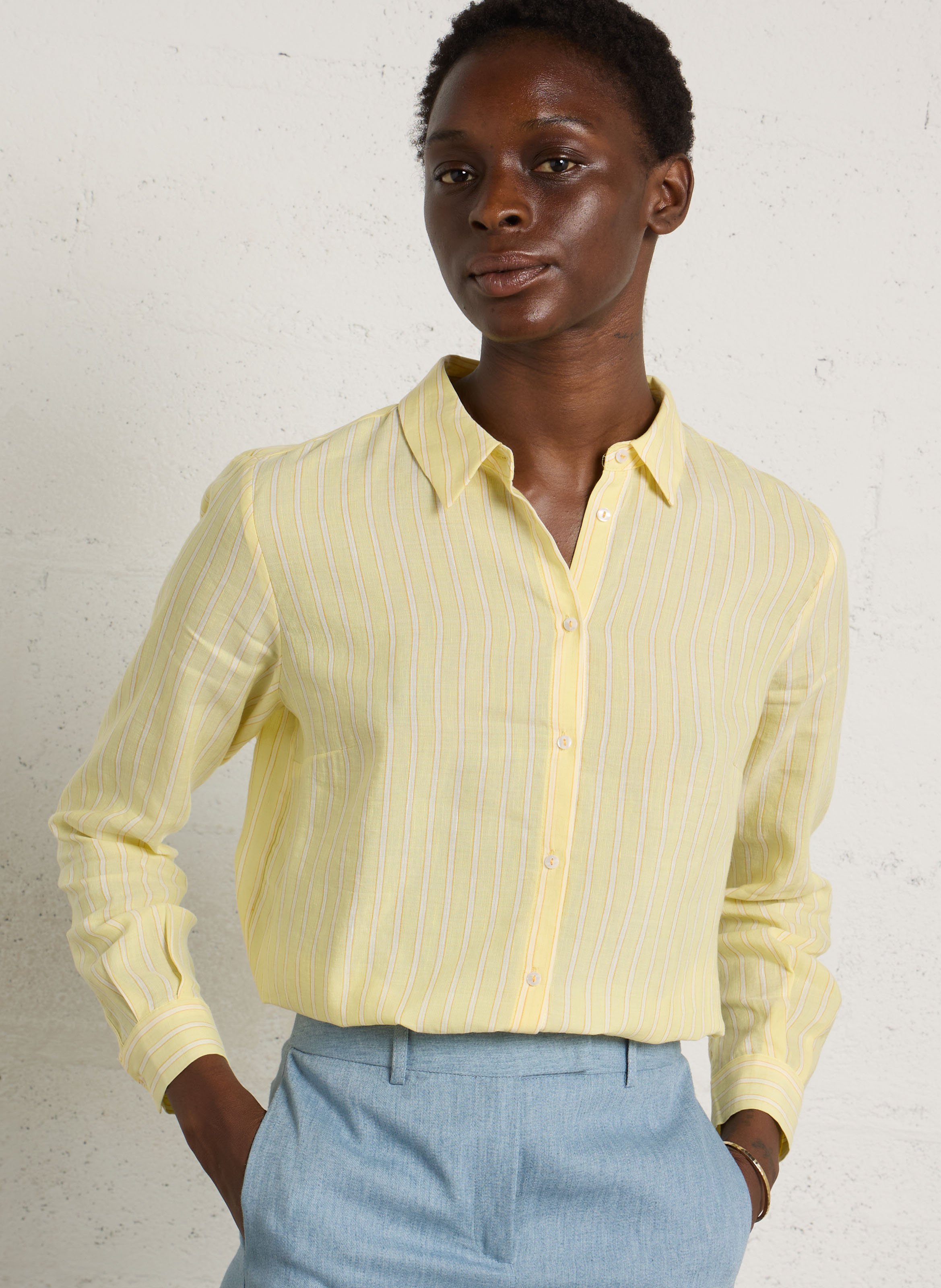 Chemise col classique rayée carla MAISON 123 Jaune