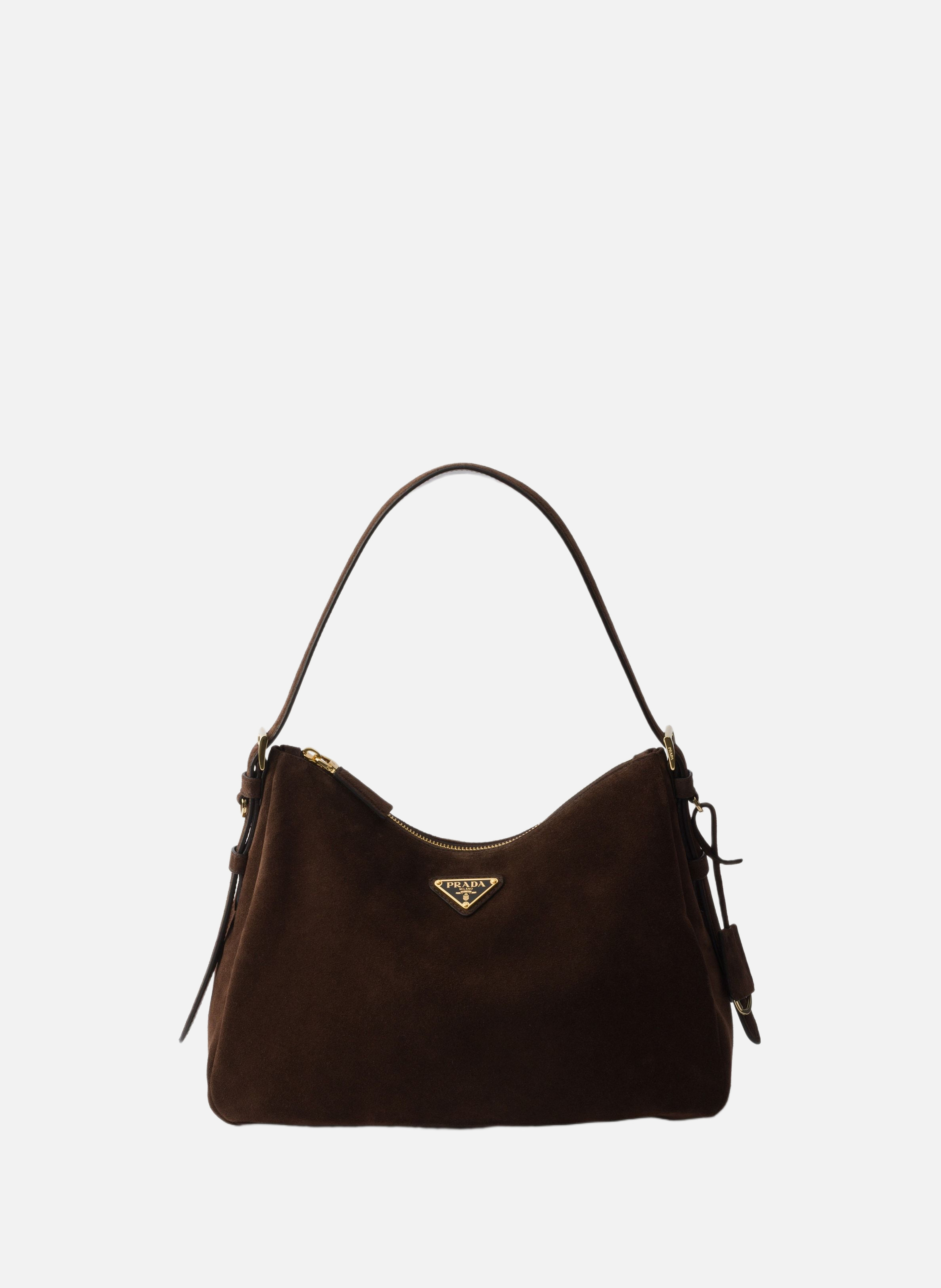 Sac à bandoulière prada aimée en veau velours PRADA Marron