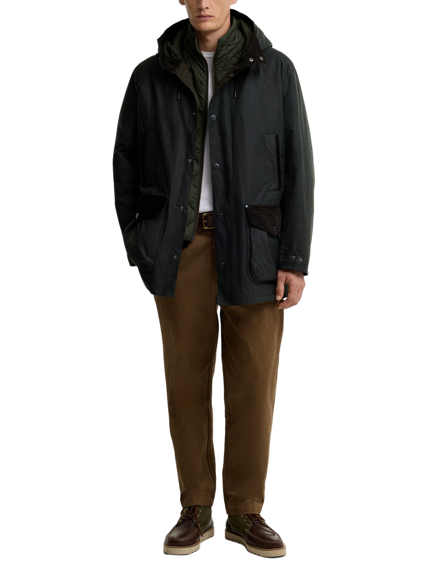 Parka col montant en coton BARBOUR Vert