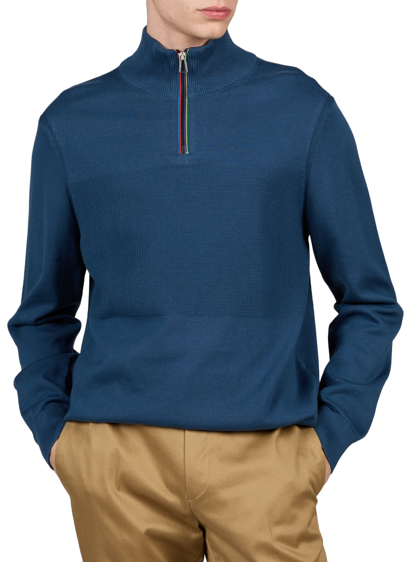 Pull col montant zippé en coton PAUL SMITH Bleu