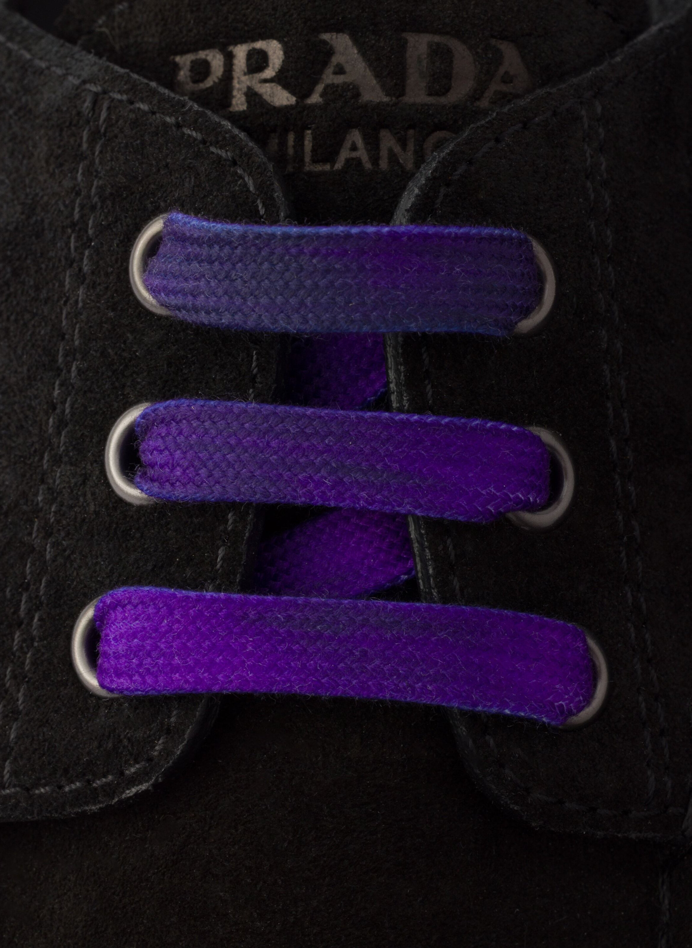 Chaussures à lacets en veau velours ciré PRADA Noir