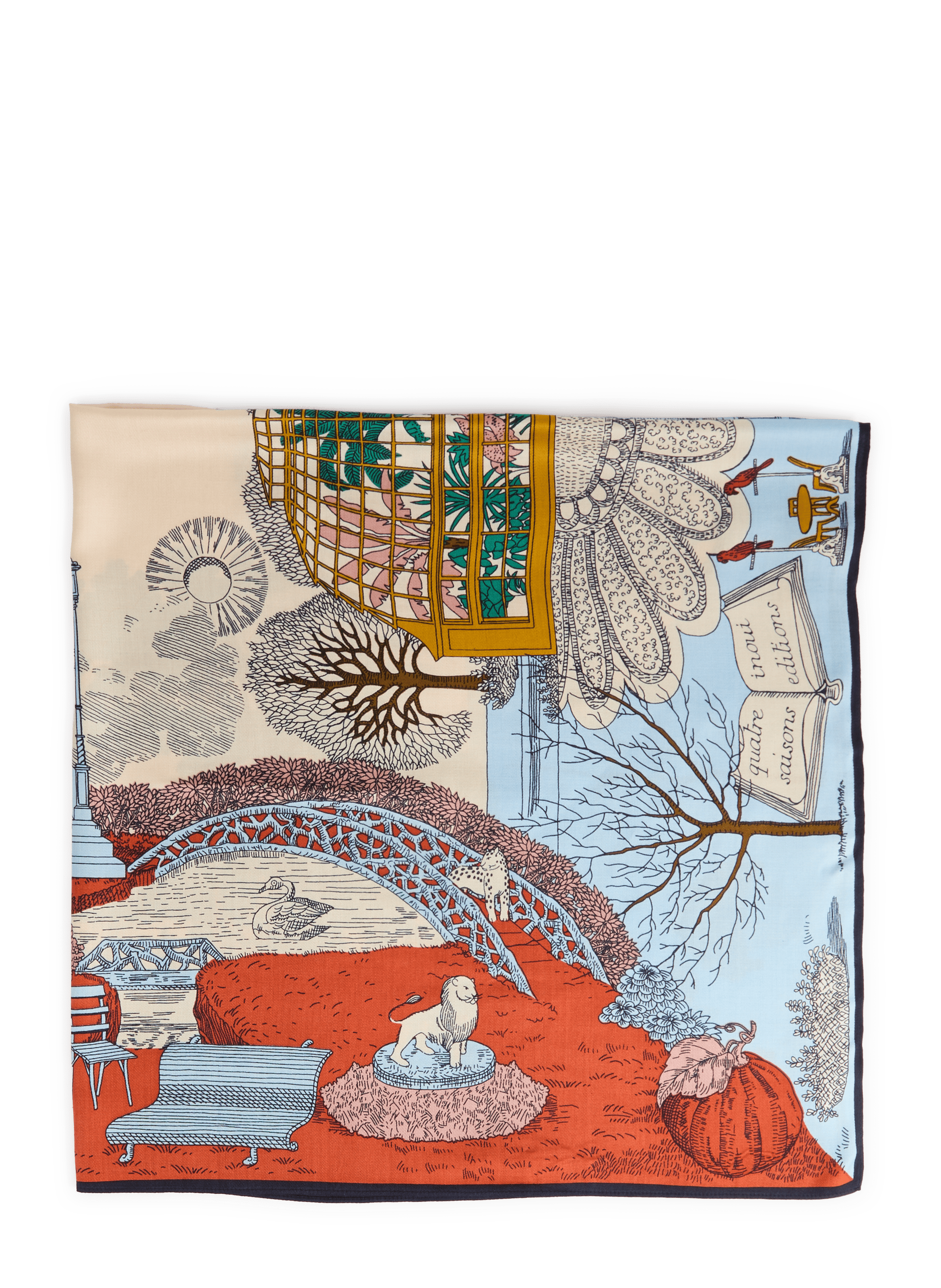 Four Seasons printed silk blend scarf INOUI EDITIONS Beige