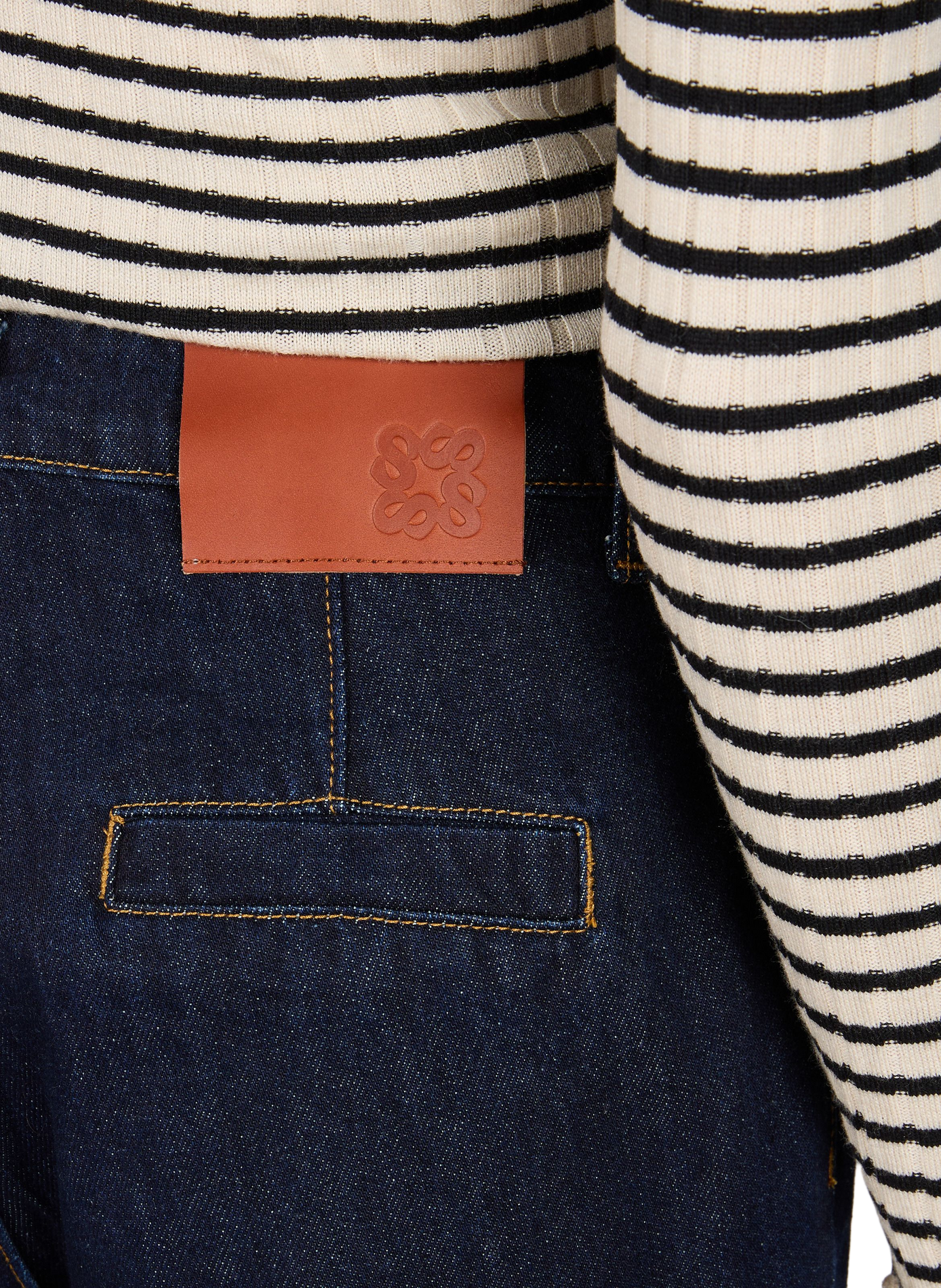 High-waisted cotton flare jeans by Rick. SUNCOO Blue
