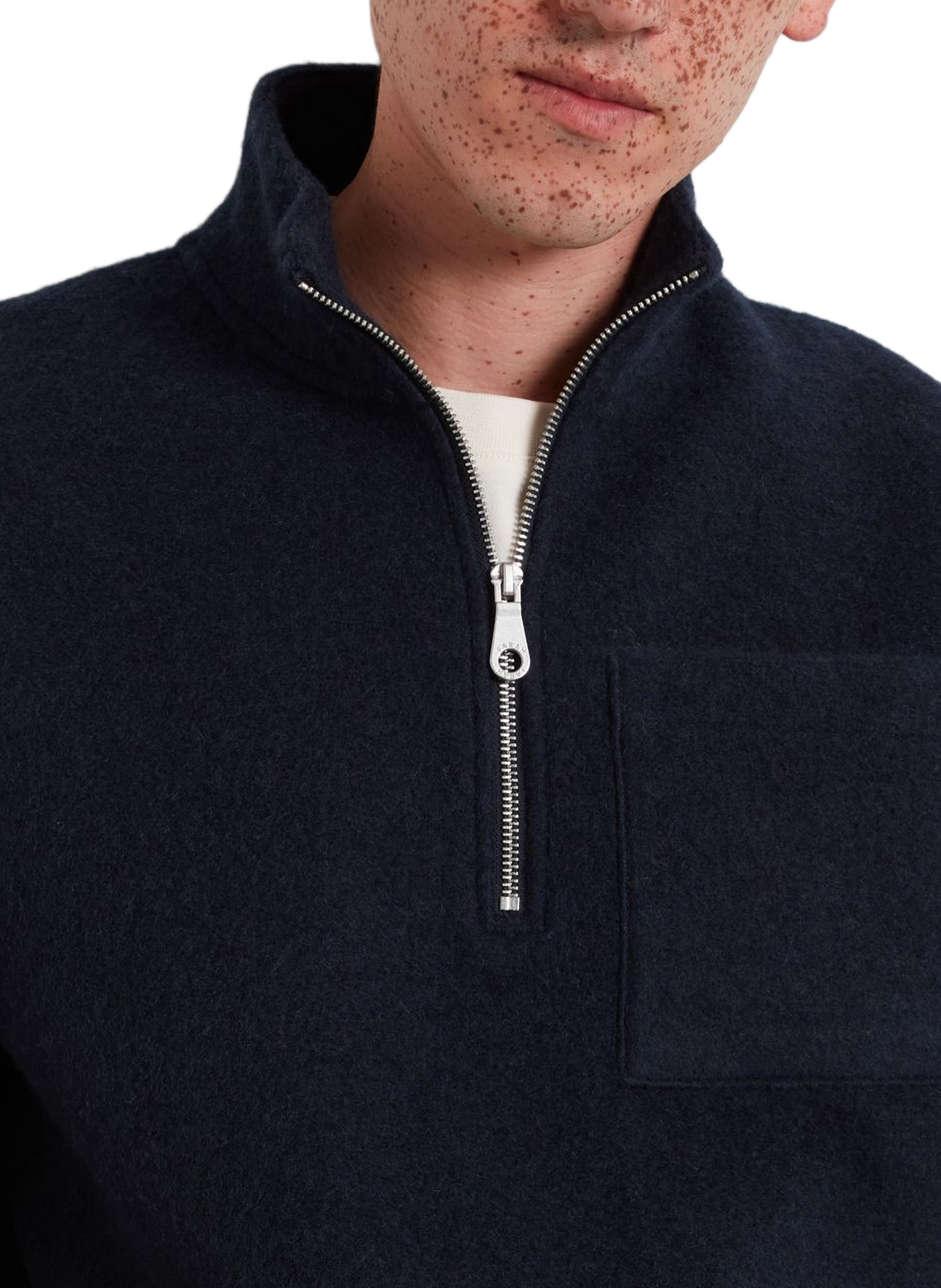 Pull droit côtelé en laine mélangée FARAH Bleu