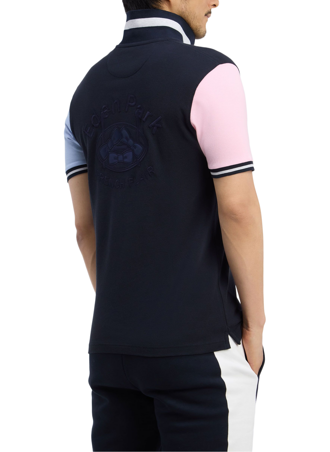 Gerader Baumwoll-Poloshirt EDEN PARK Blau