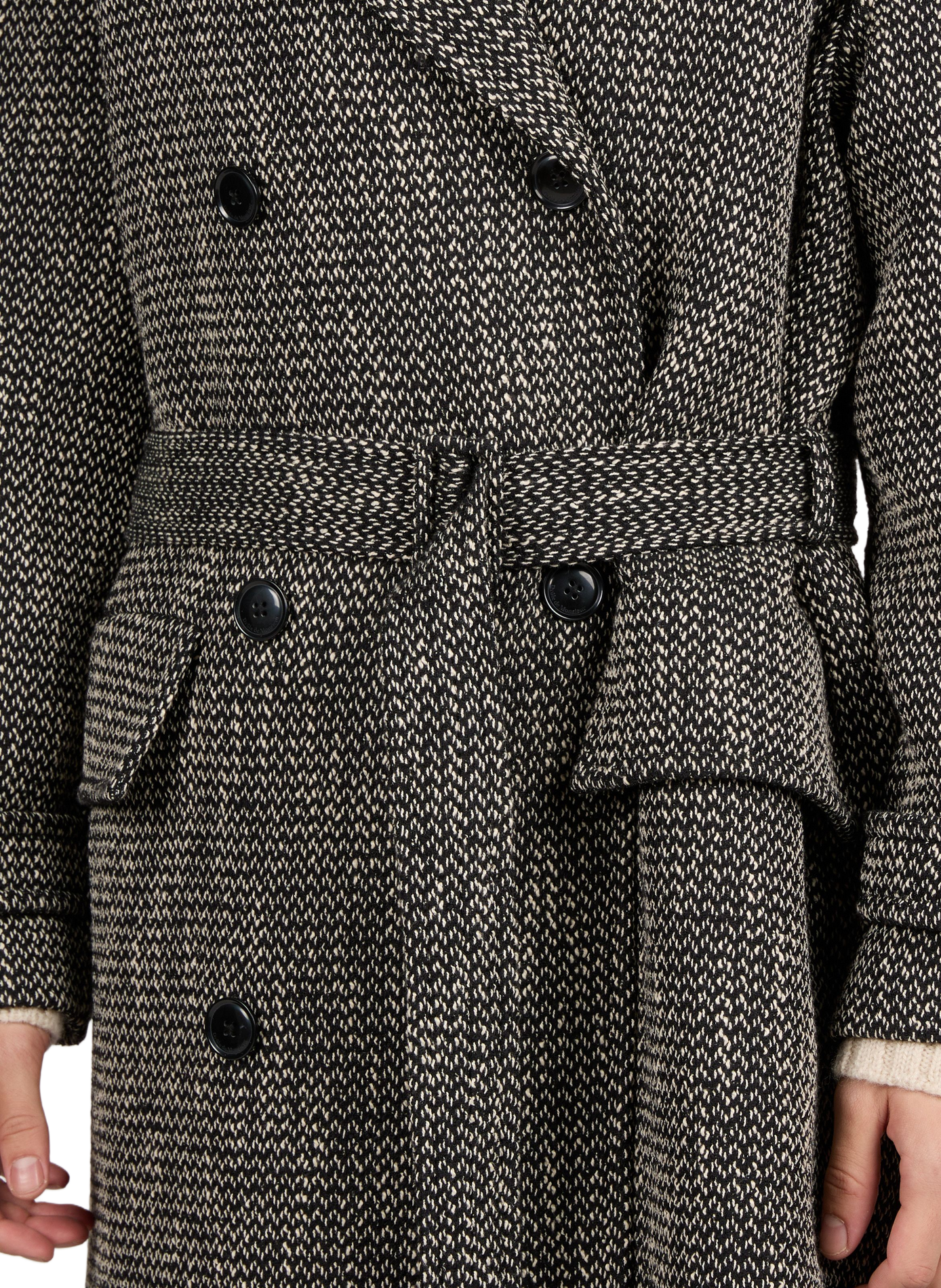Two-tone long belted coat DROLE DE MONSIEUR Black