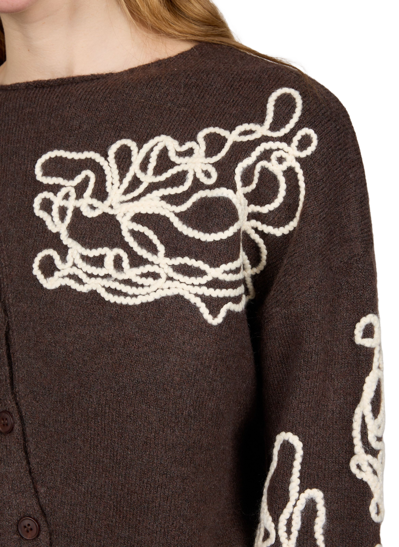 Short, loose-fit Erias cardigan MUS & BOMBON Brown