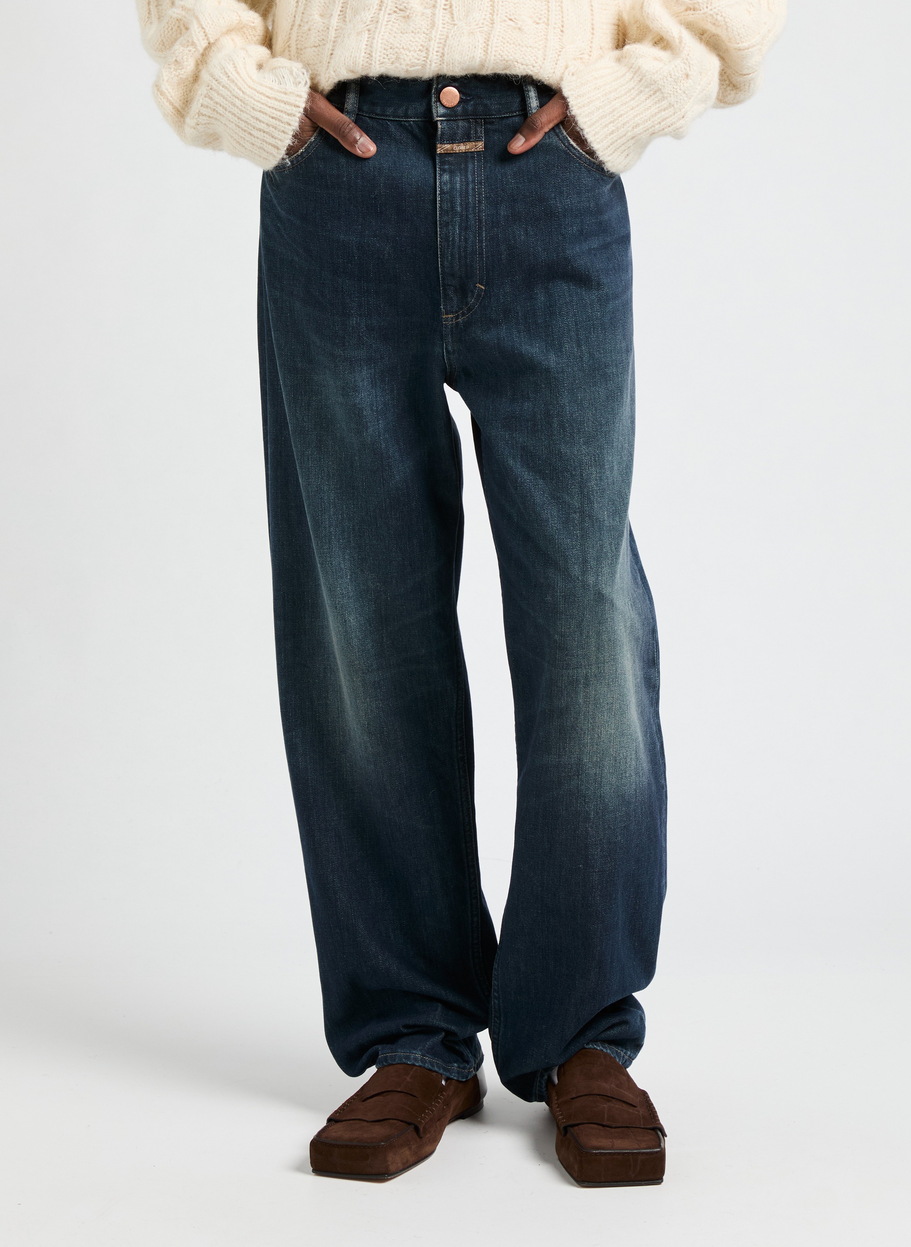 Square Moccasins in embossed crocodile suede JACQUEMUS Brown