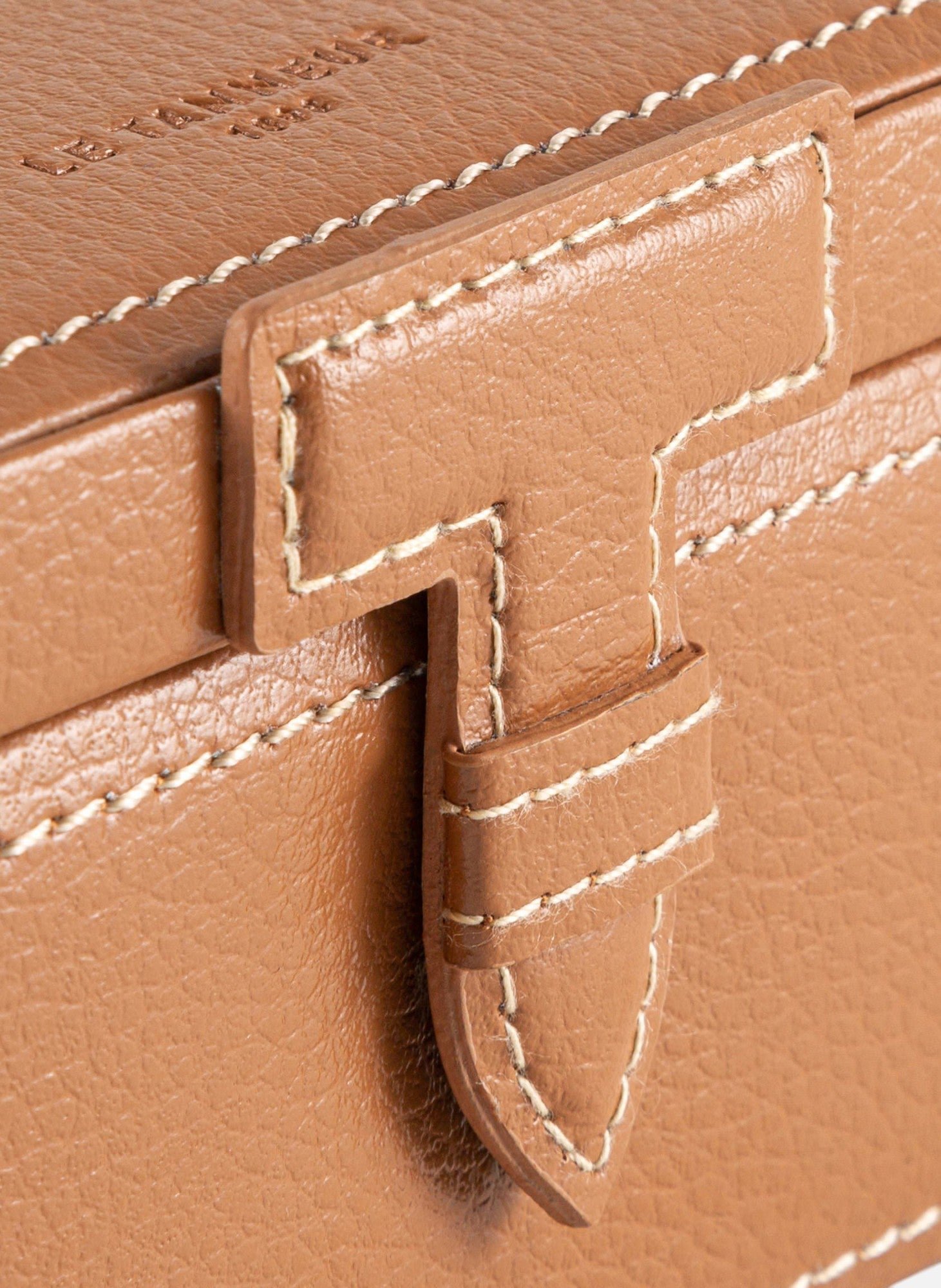 Coffret boutons de manchettes en cuir LE TANNEUR Marron