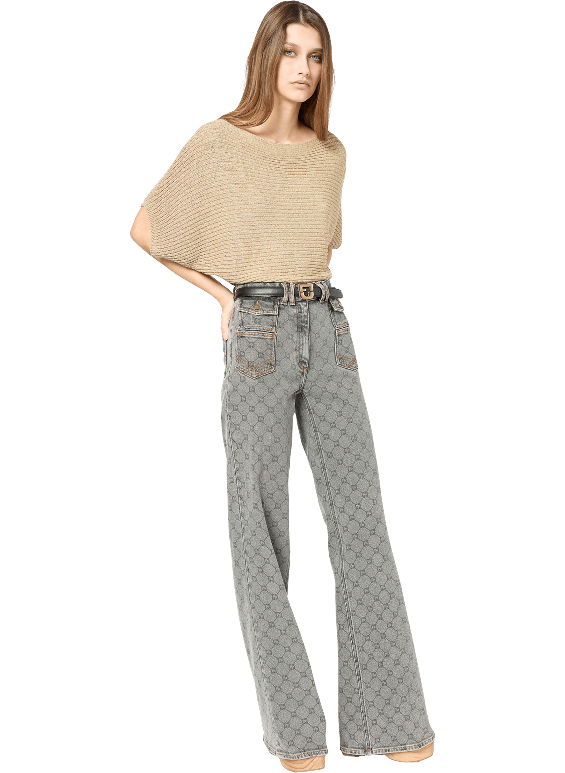 Jean flare à monogramme - anna GERARD DAREL Gris