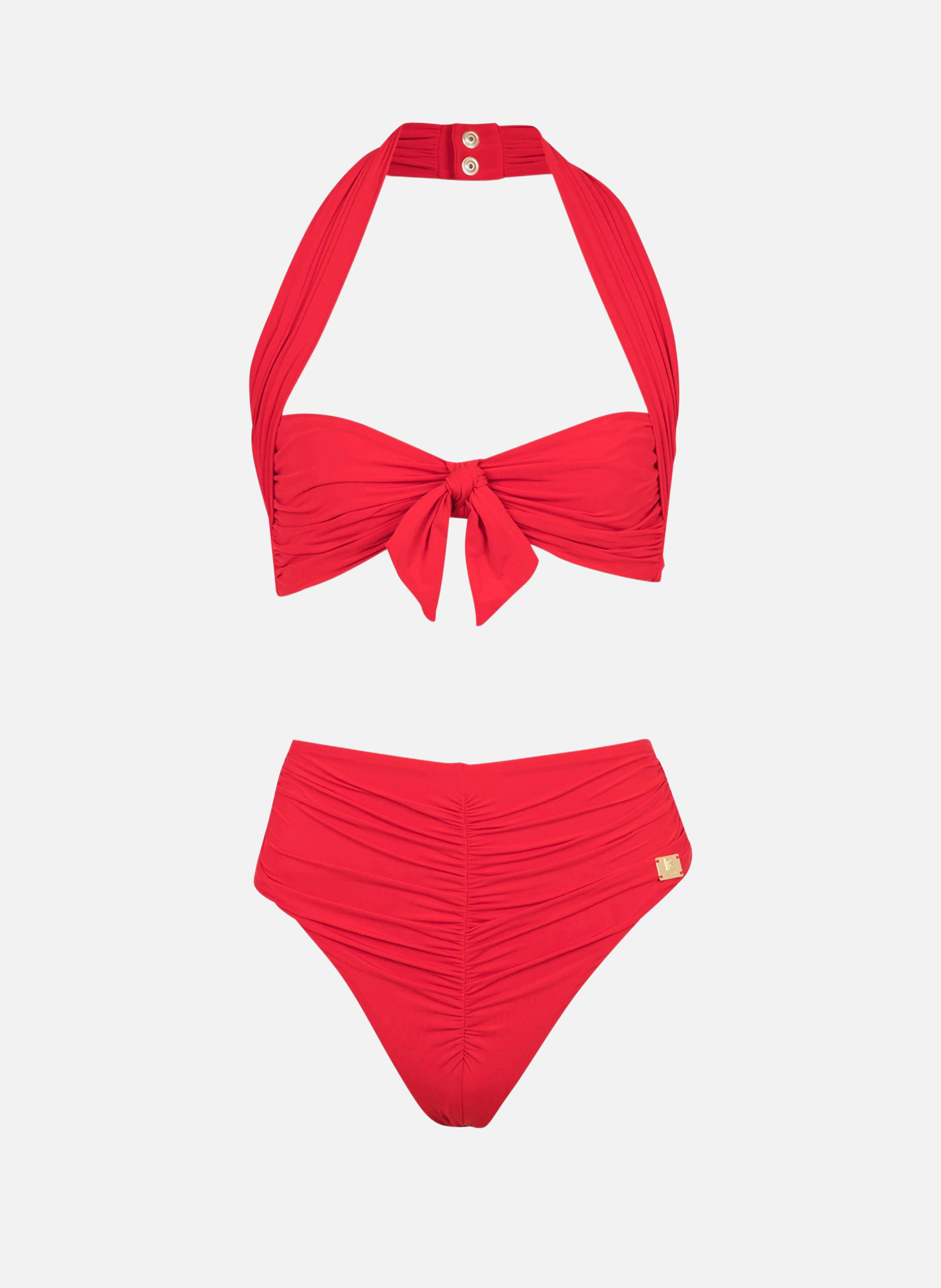 Maillot de bain deux pièces uni BALMAIN Rouge