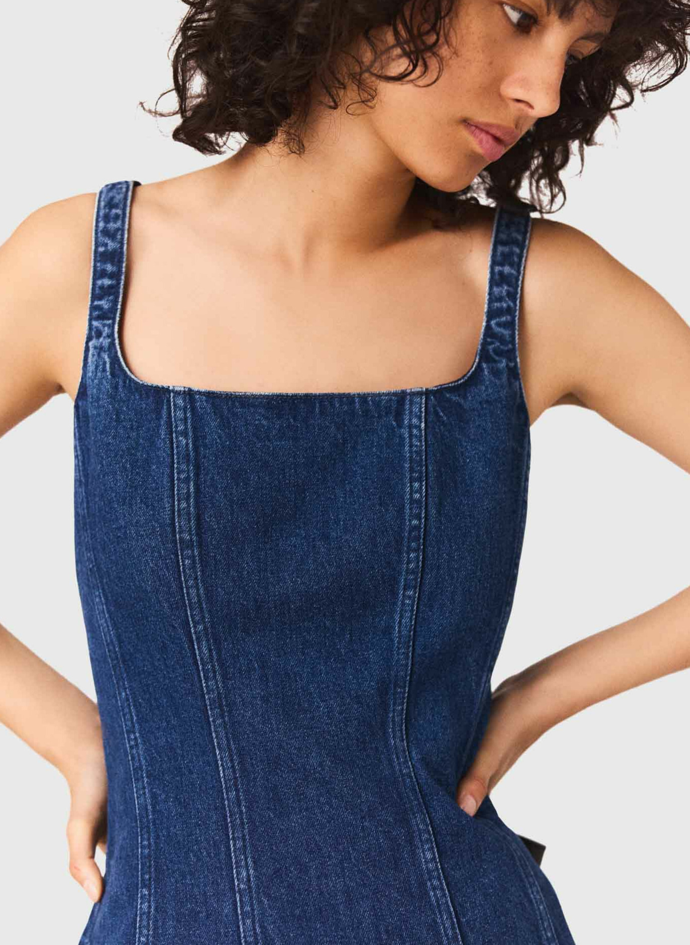 Robe courte évasée en denim MAJE Bleu