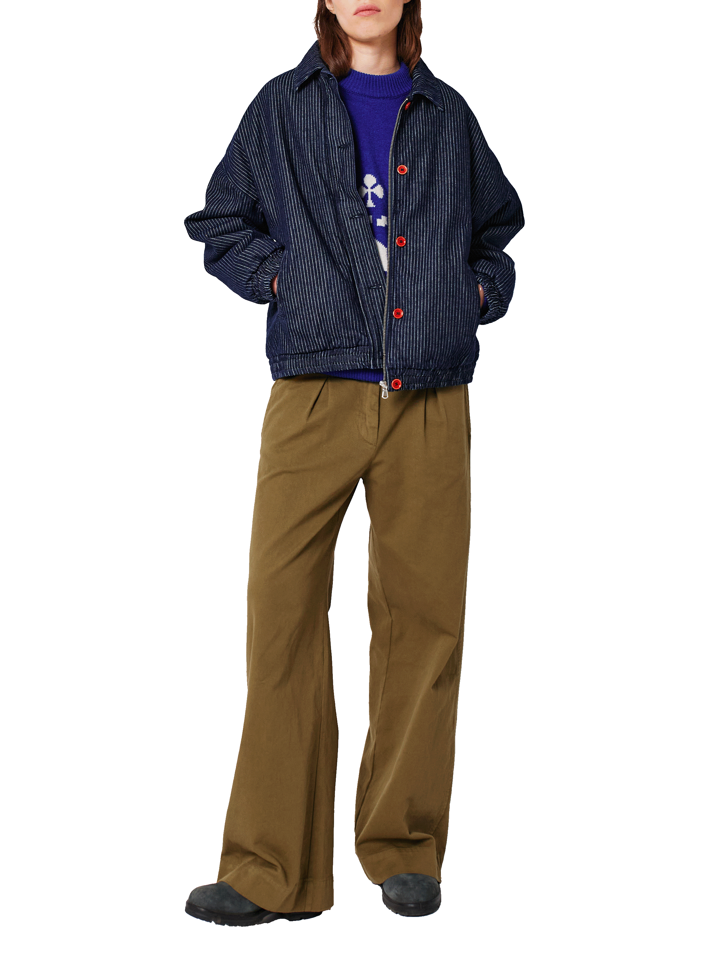 Veste bomber en jean à rayures BOBO CHOSES Bleu