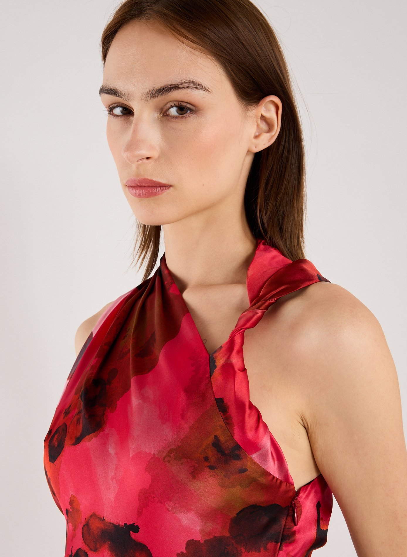 Long silk dress with floral print VICTORIA BECKHAM Multicolour