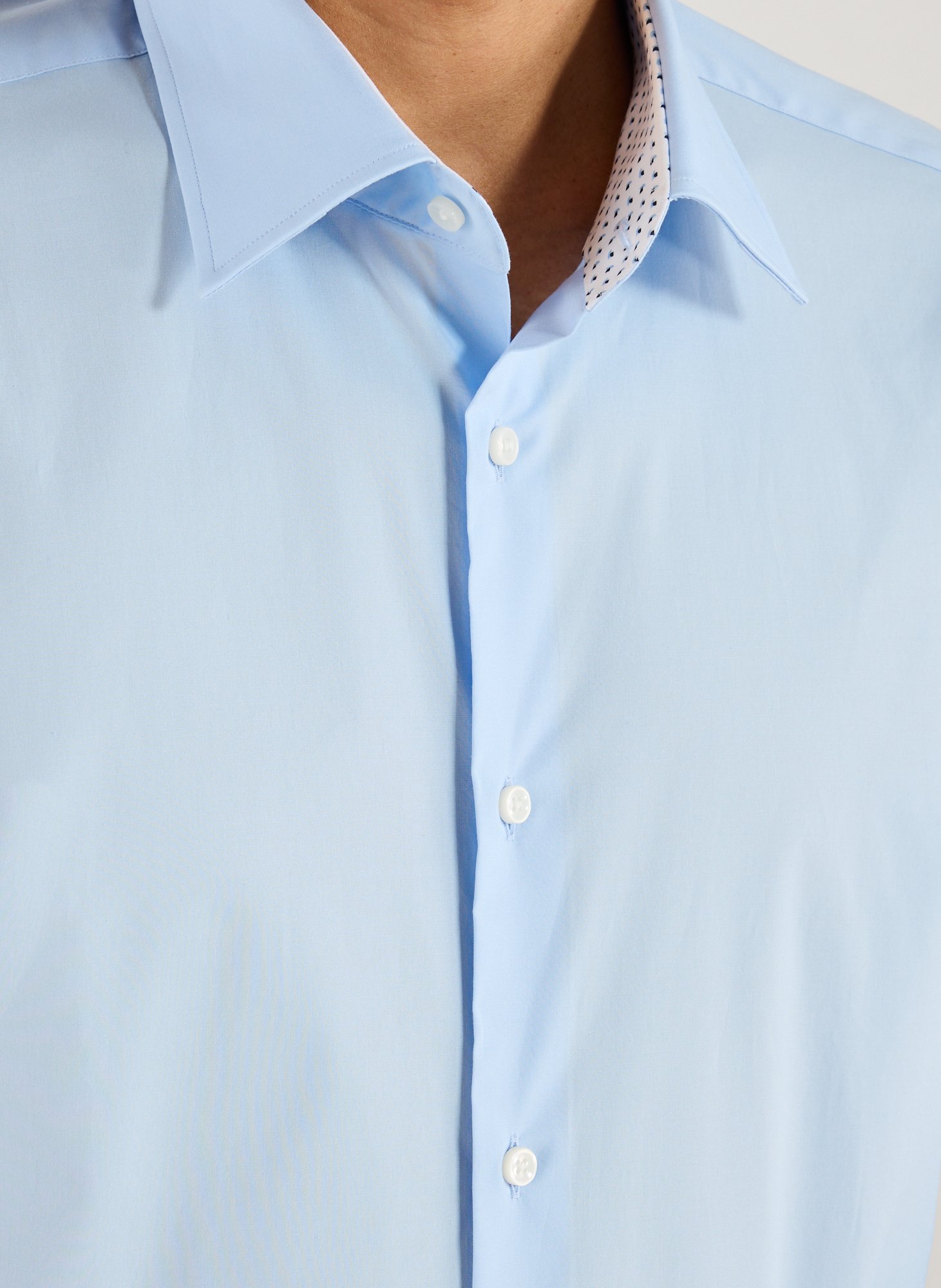 Chemise droite en coton mélangé BOSS Bleu