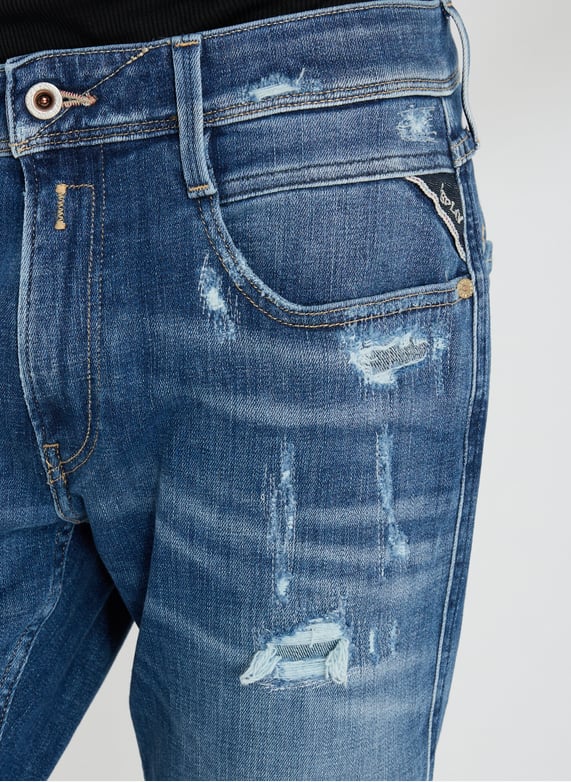 Jeans déchiré en coton mélangé | Bleu by REPLAY Jeans déchiré en coton mélangé Bleu