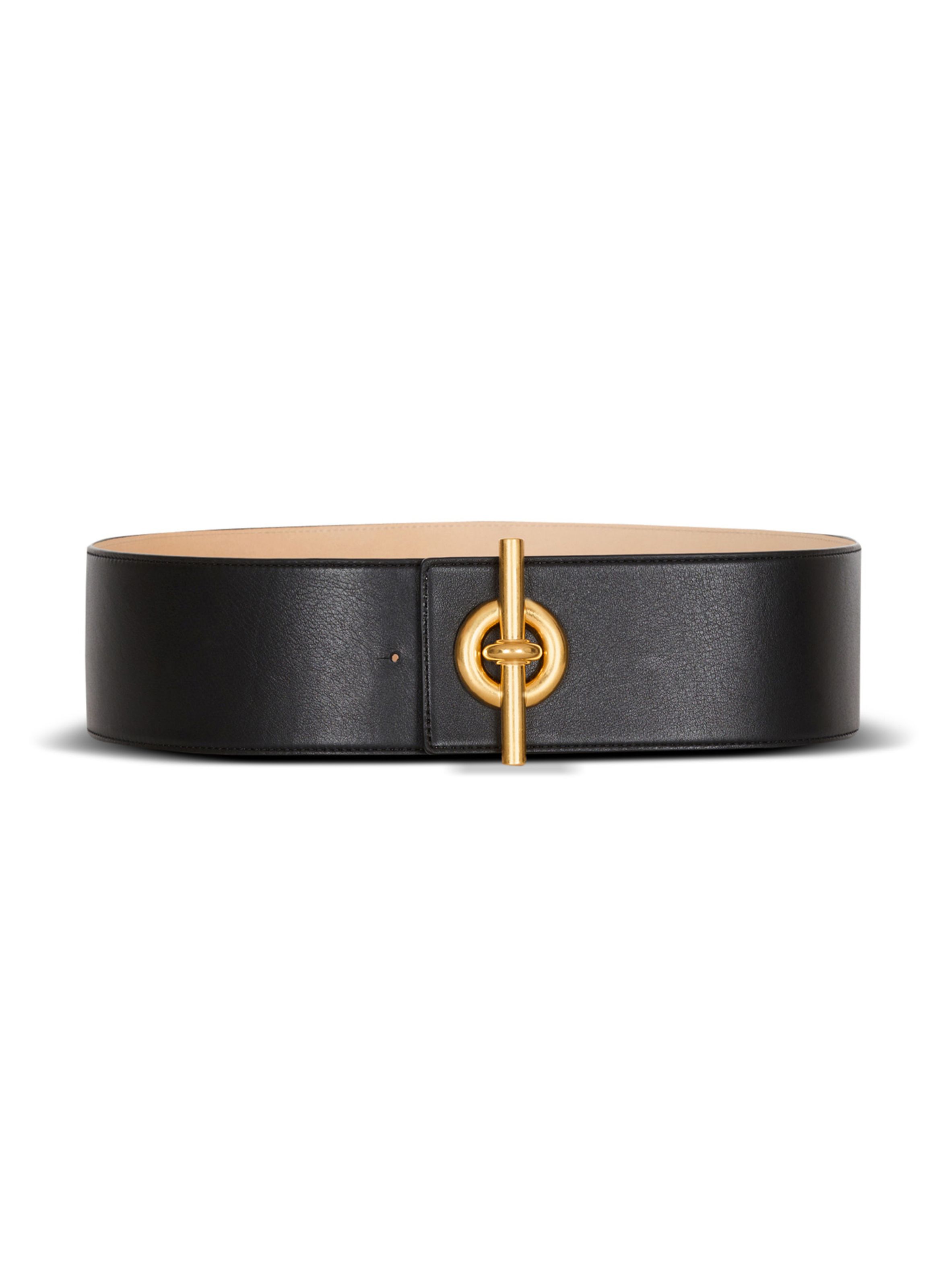Ceinture t-bar en cuir de veau BALMAIN Noir