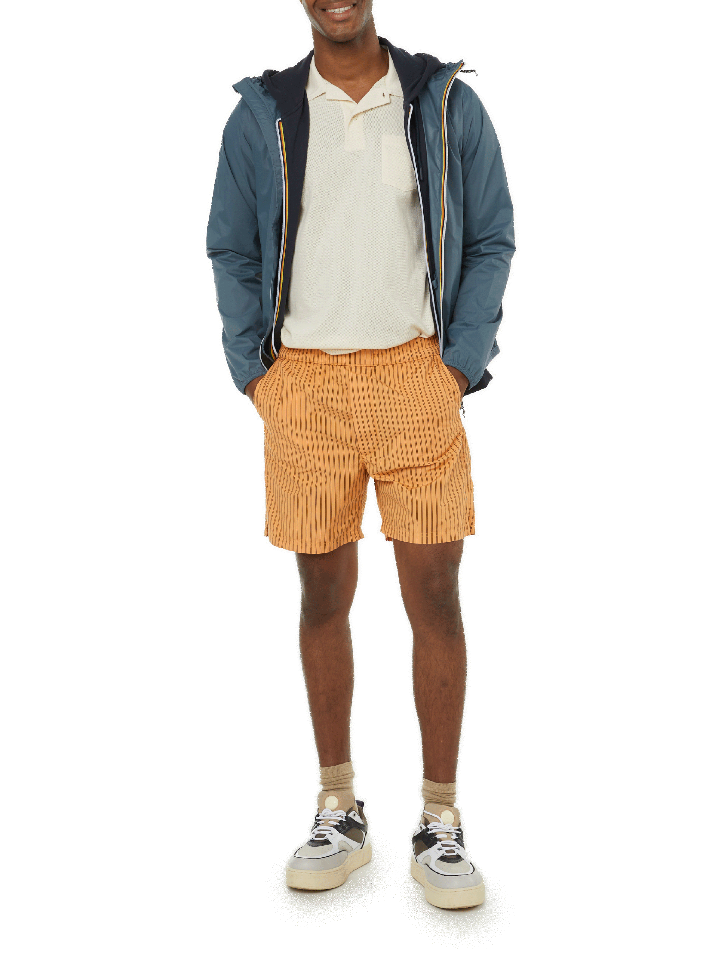 SAISON 1865 Short rayé en coton Orange
