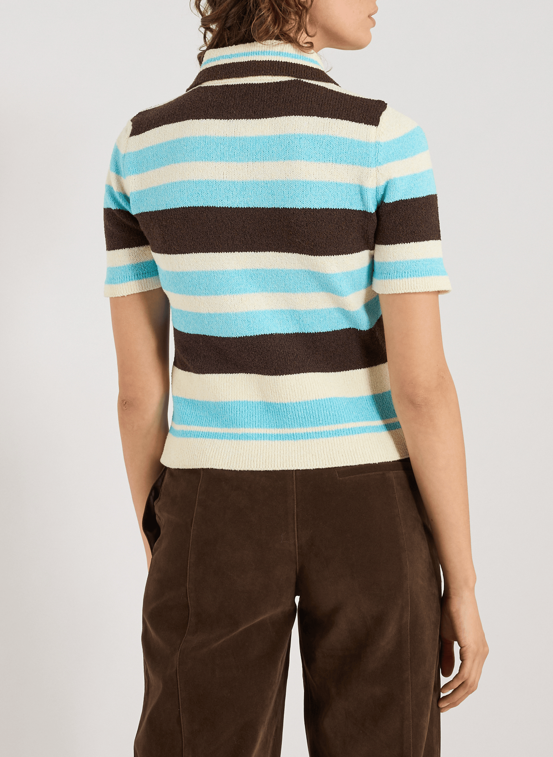 Polo rayé à manches courtes TOPSHOP Multicolore